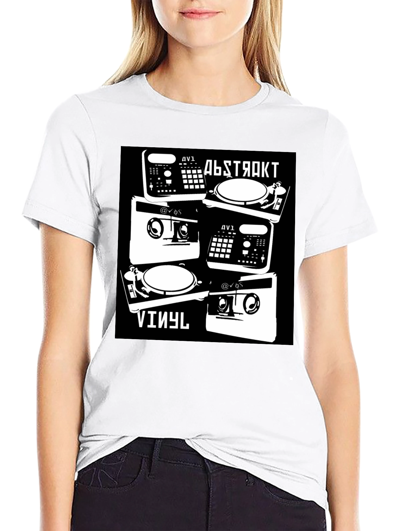 Black Abstract Vinyl DJ Black T-Shirt view 9