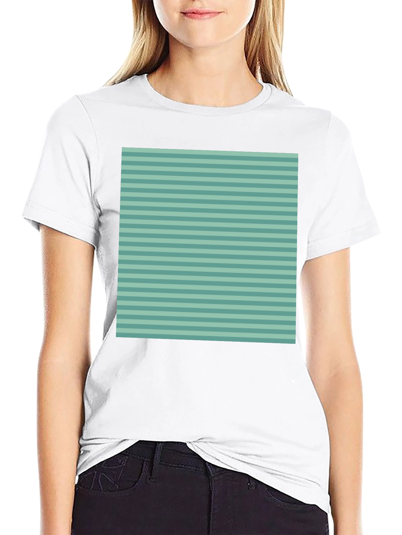 Black Striped Pattern Tee - Black Short Sleeve Crew Neck Shirt view 9