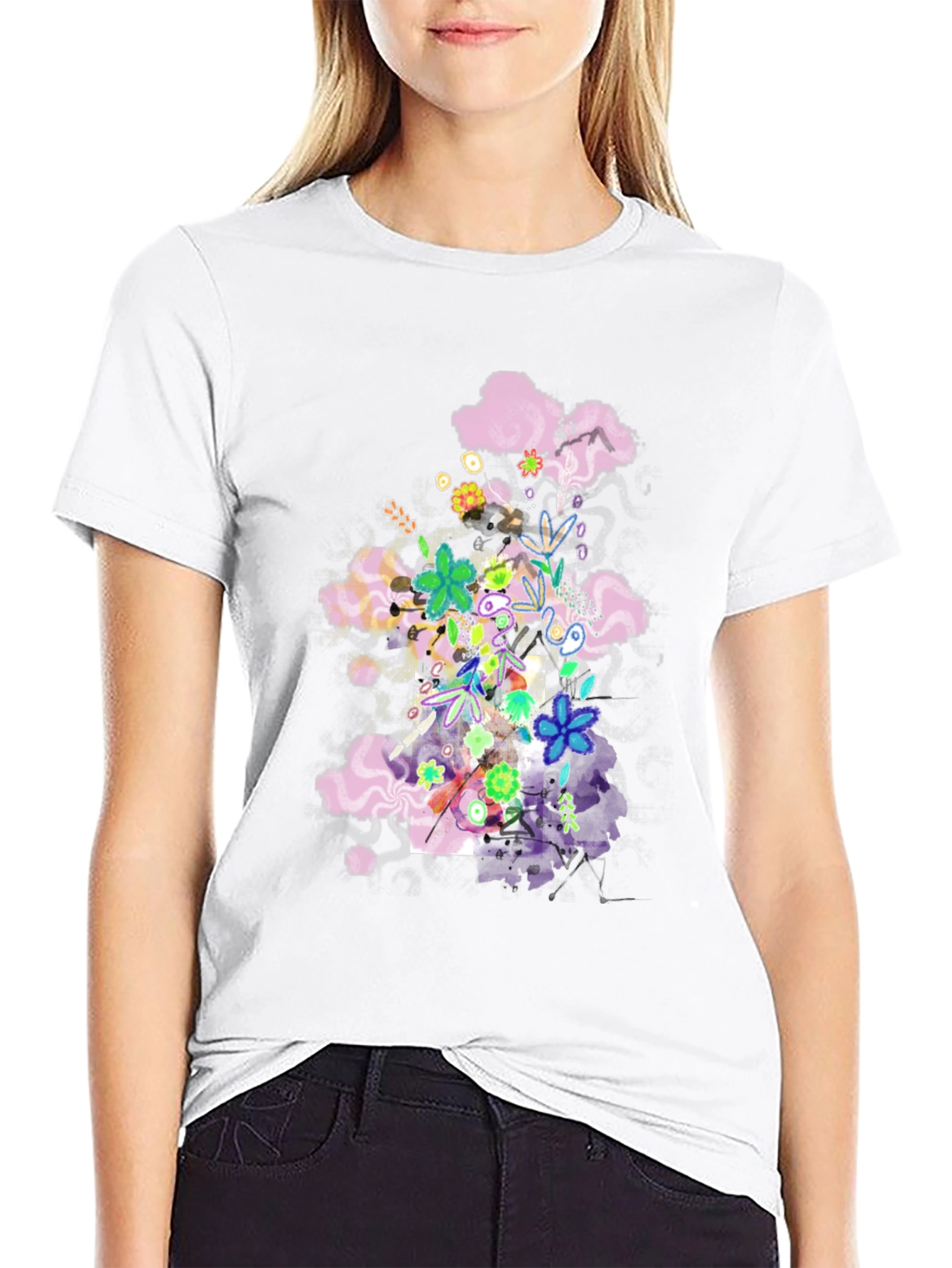 Black Floral Cloud T-Shirt - Black view 9