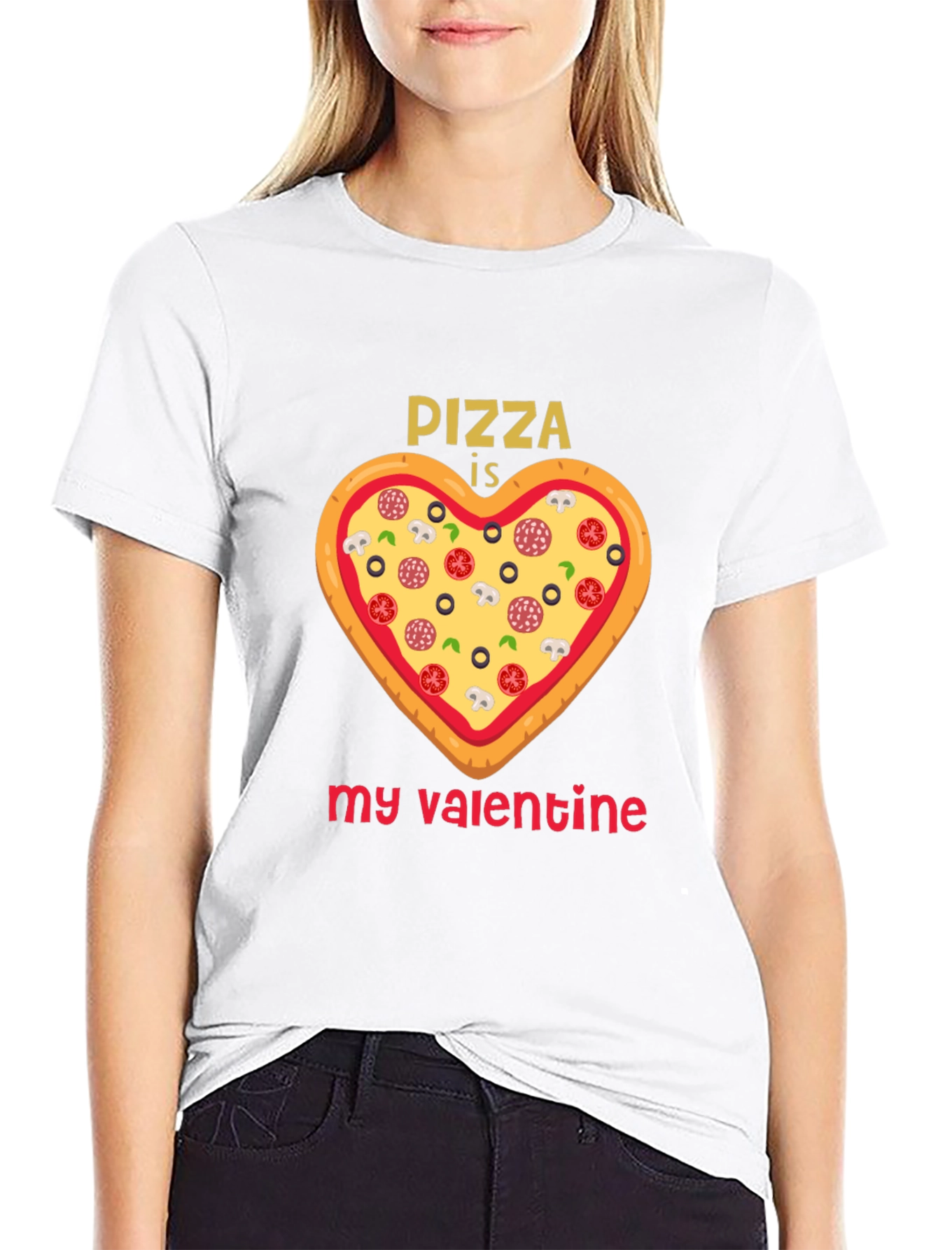 Black Pizza is My Valentine Graphic Tee view 9