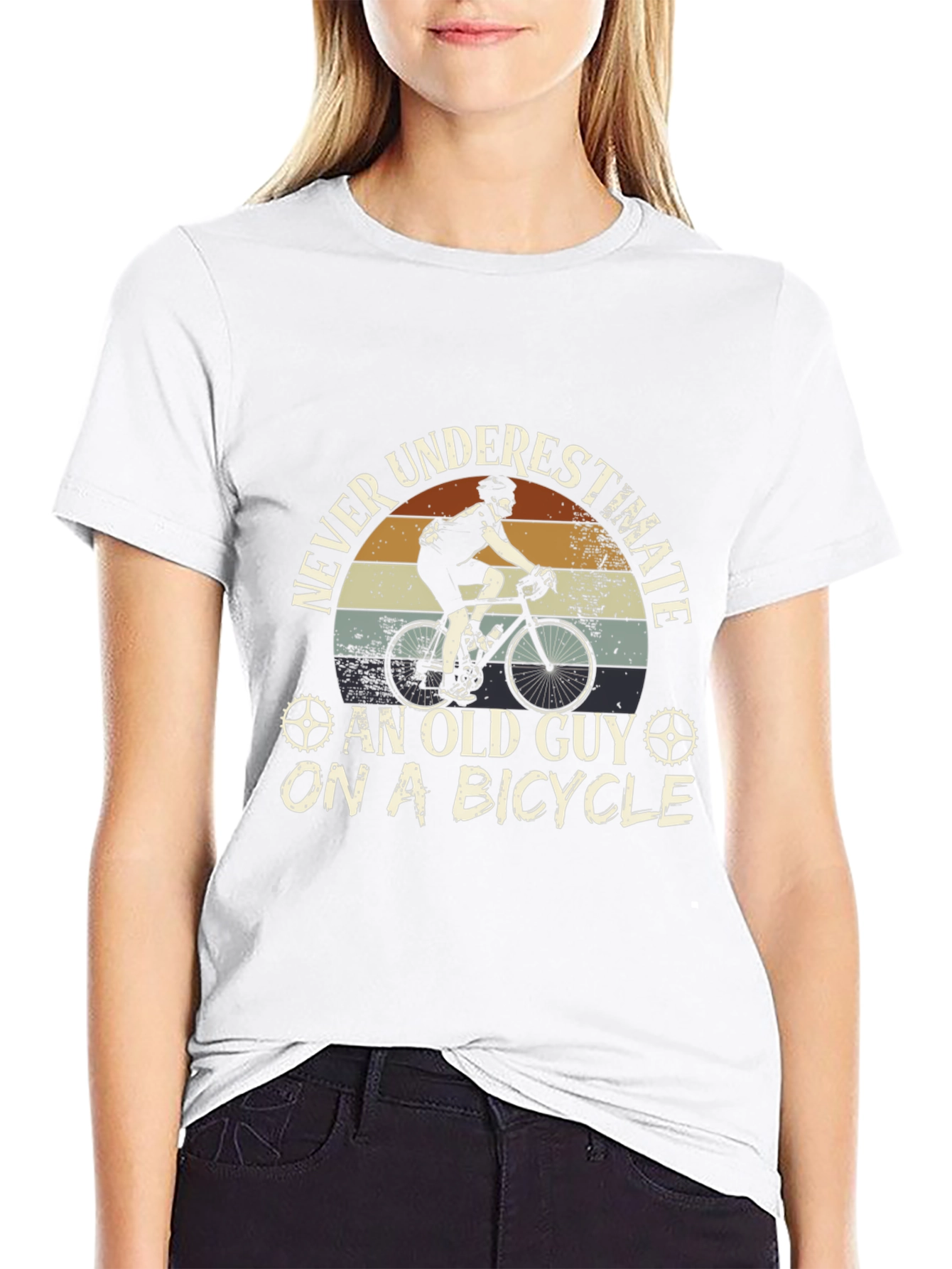 Black Never Underestimate Old Guy on a Bicycle T-Shirt view 9