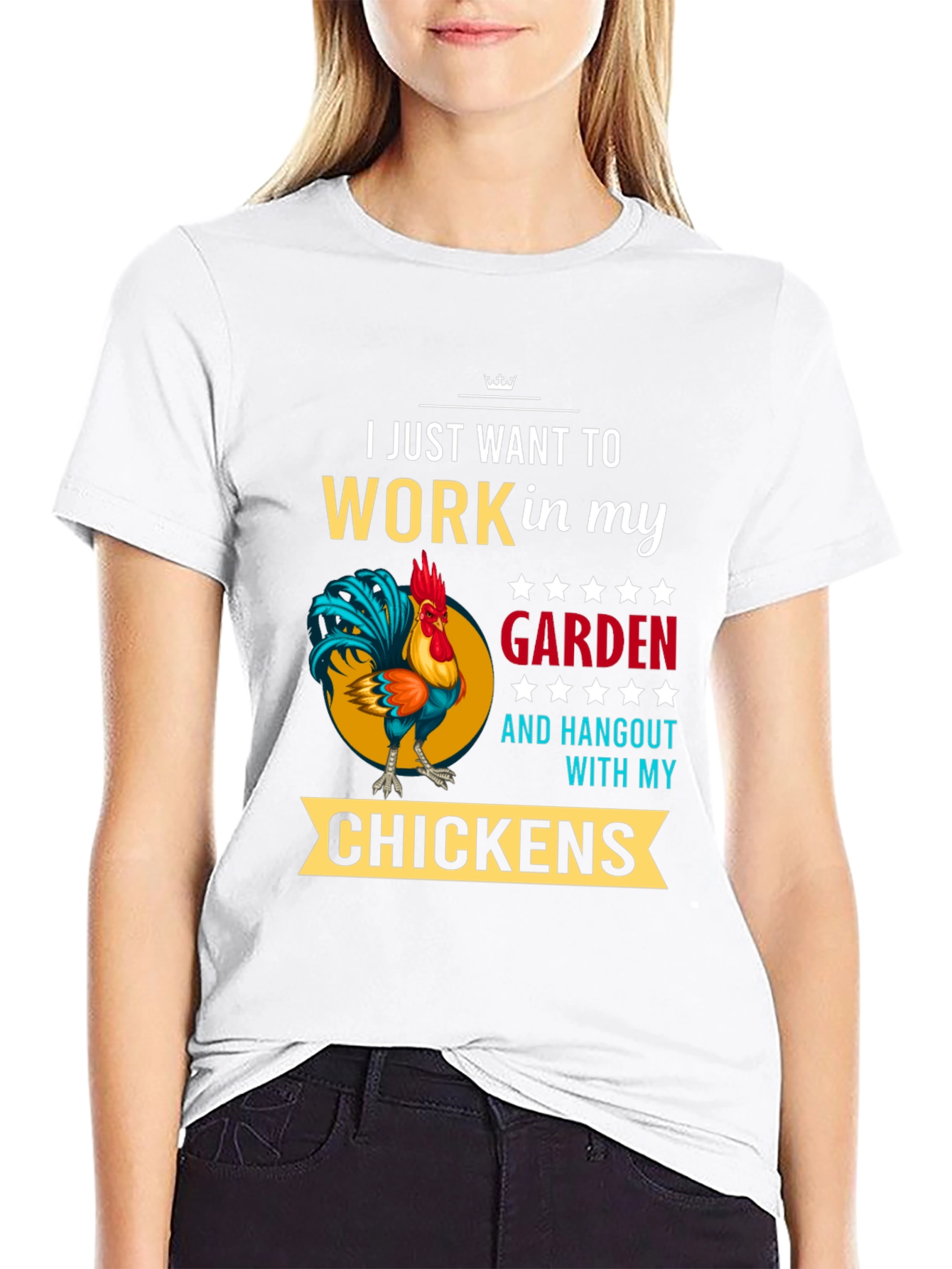 Black Gardening Chicken T-Shirt - Work in My Garden view 9