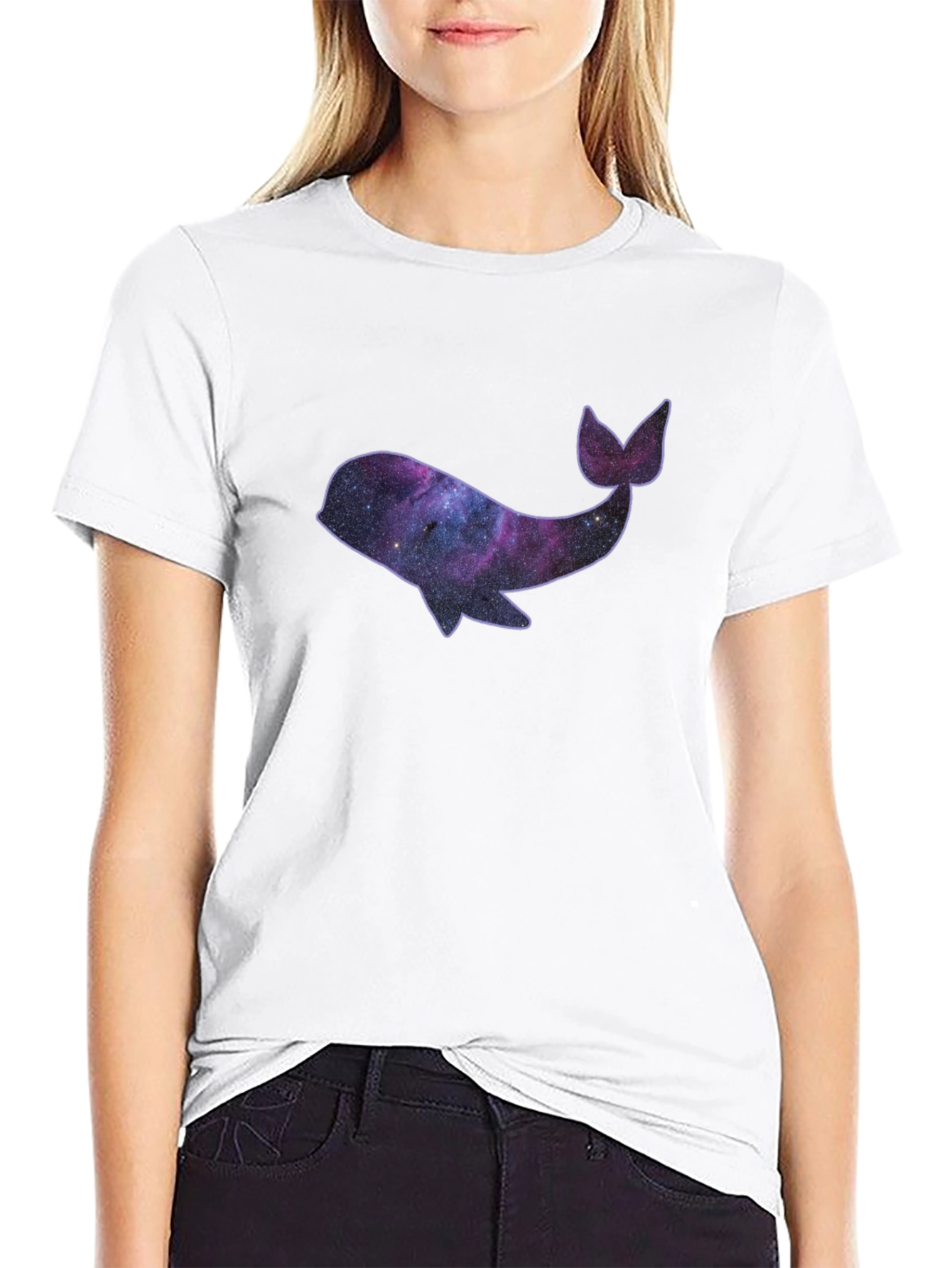 Black Galaxy Whale Black T-Shirt view 9