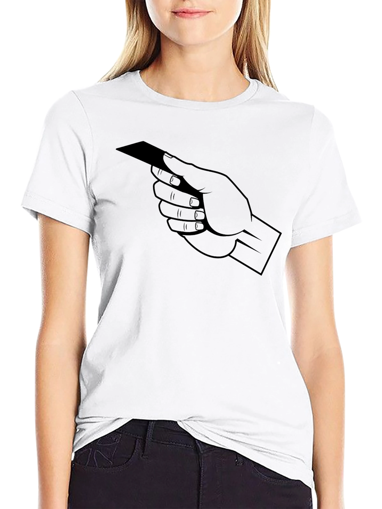 Black Hand Holding Card Graphic T-Shirt - Black view 9