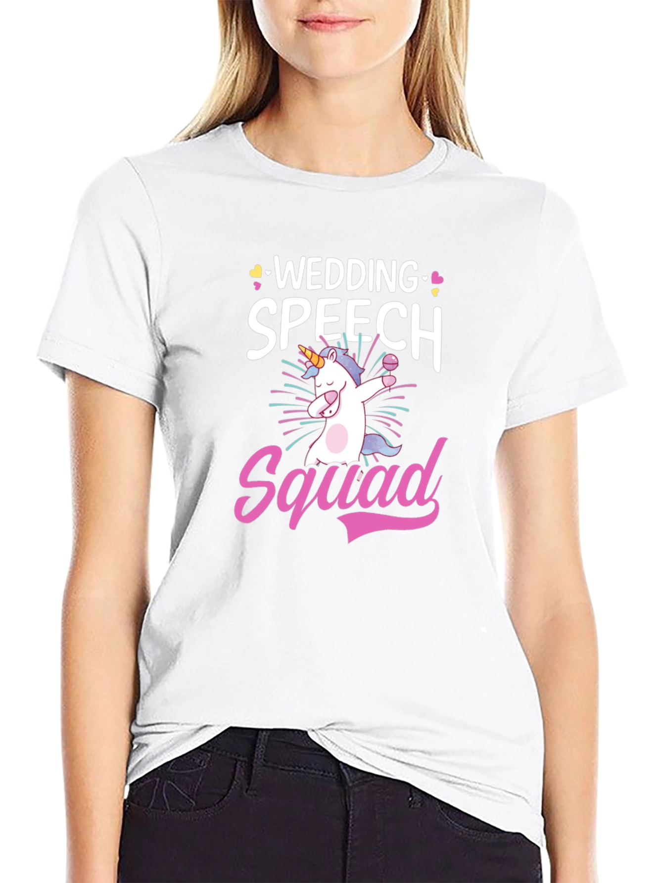 Black Wedding Speech Squad Unicorn T-Shirt view 9