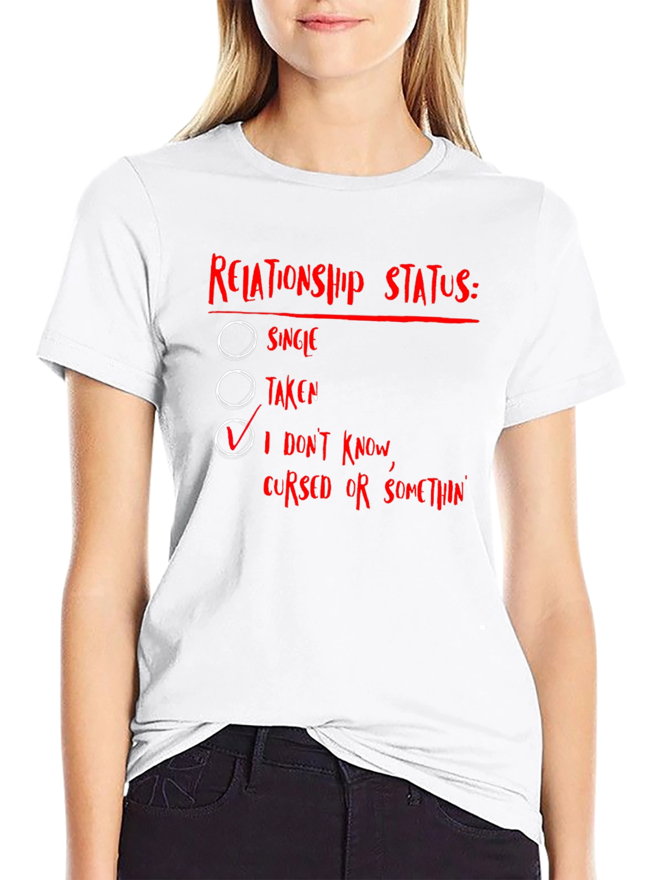 Black Relationship Status Graphic T-Shirt - I Don't Know view 9