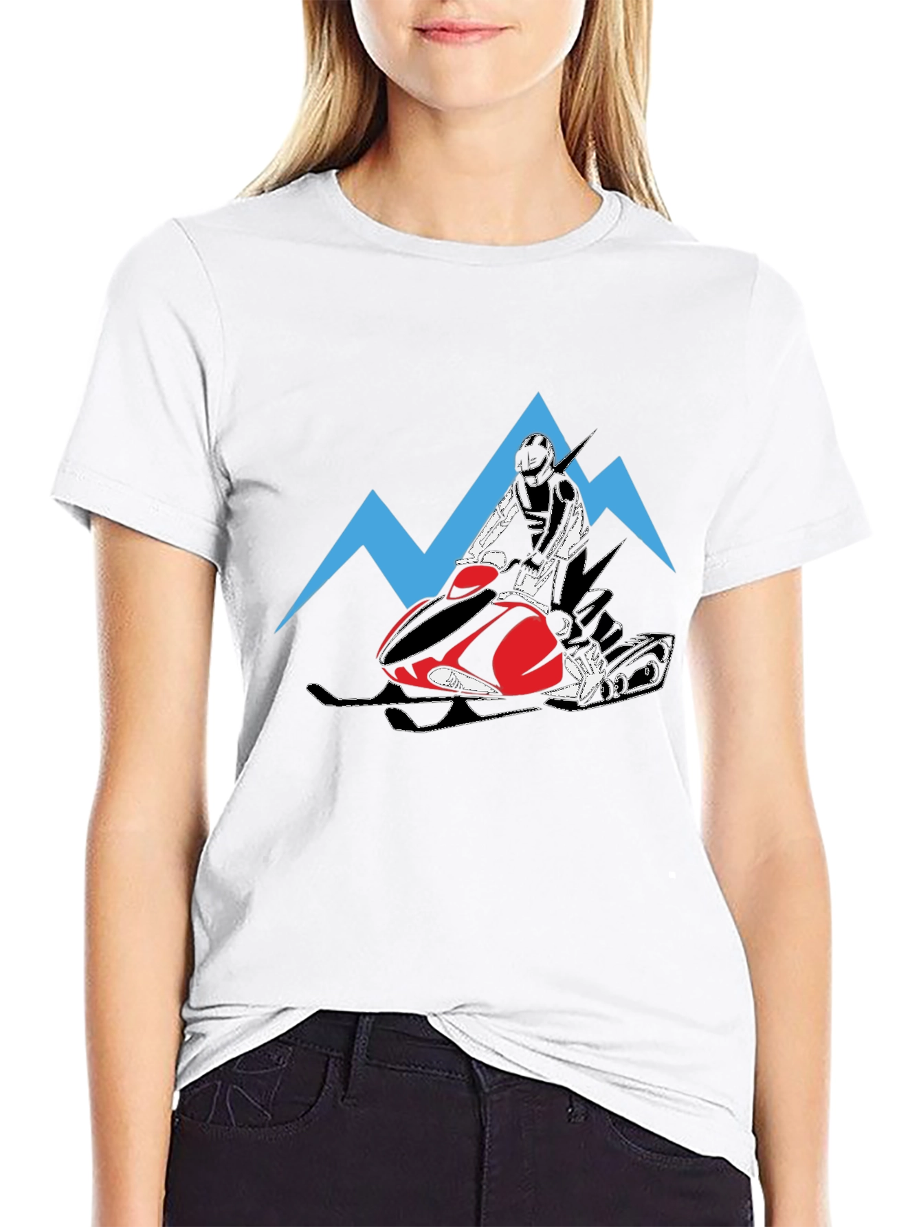 Black Snowmobile Rider Graphic Tee - Black Cotton T-Shirt view 9