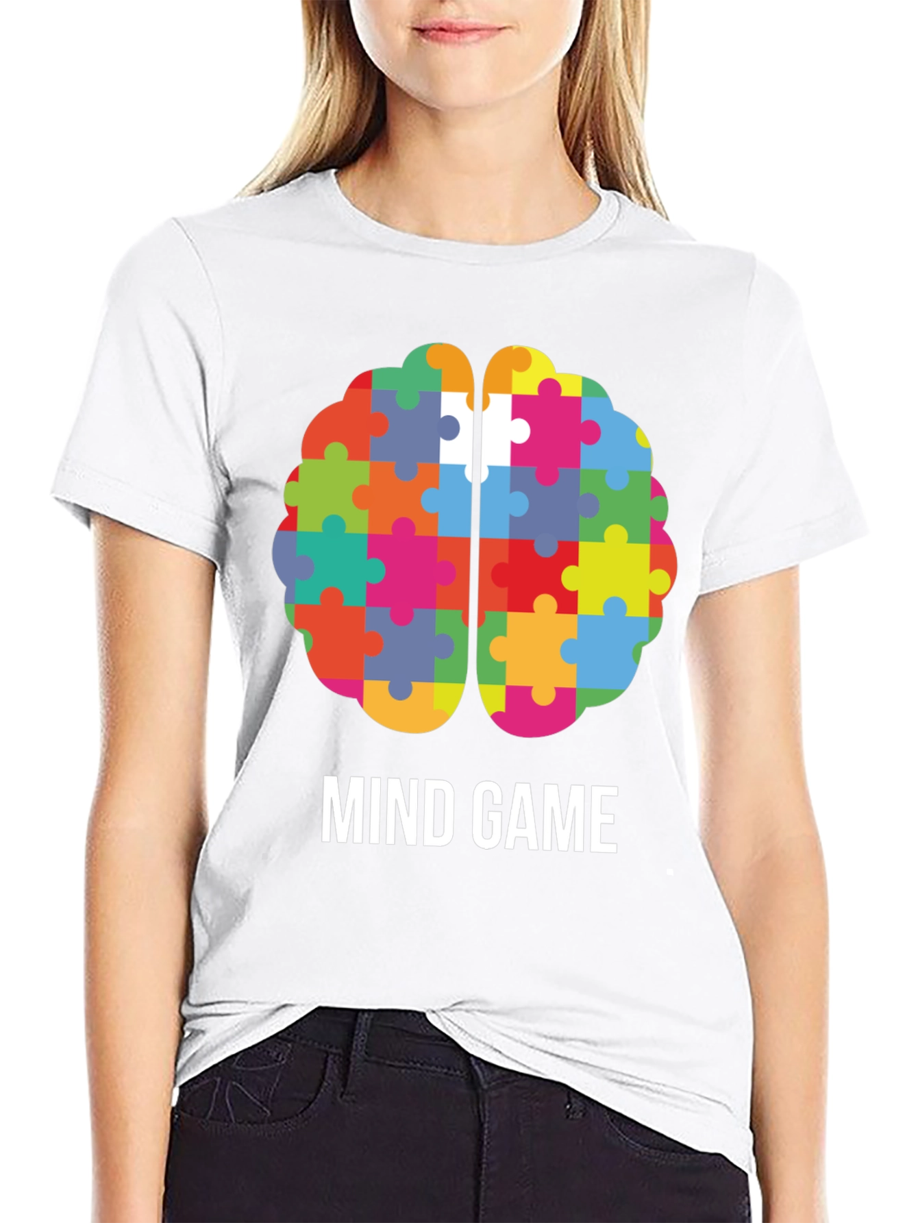 Black Mind Game Puzzle Brain T-Shirt view 9
