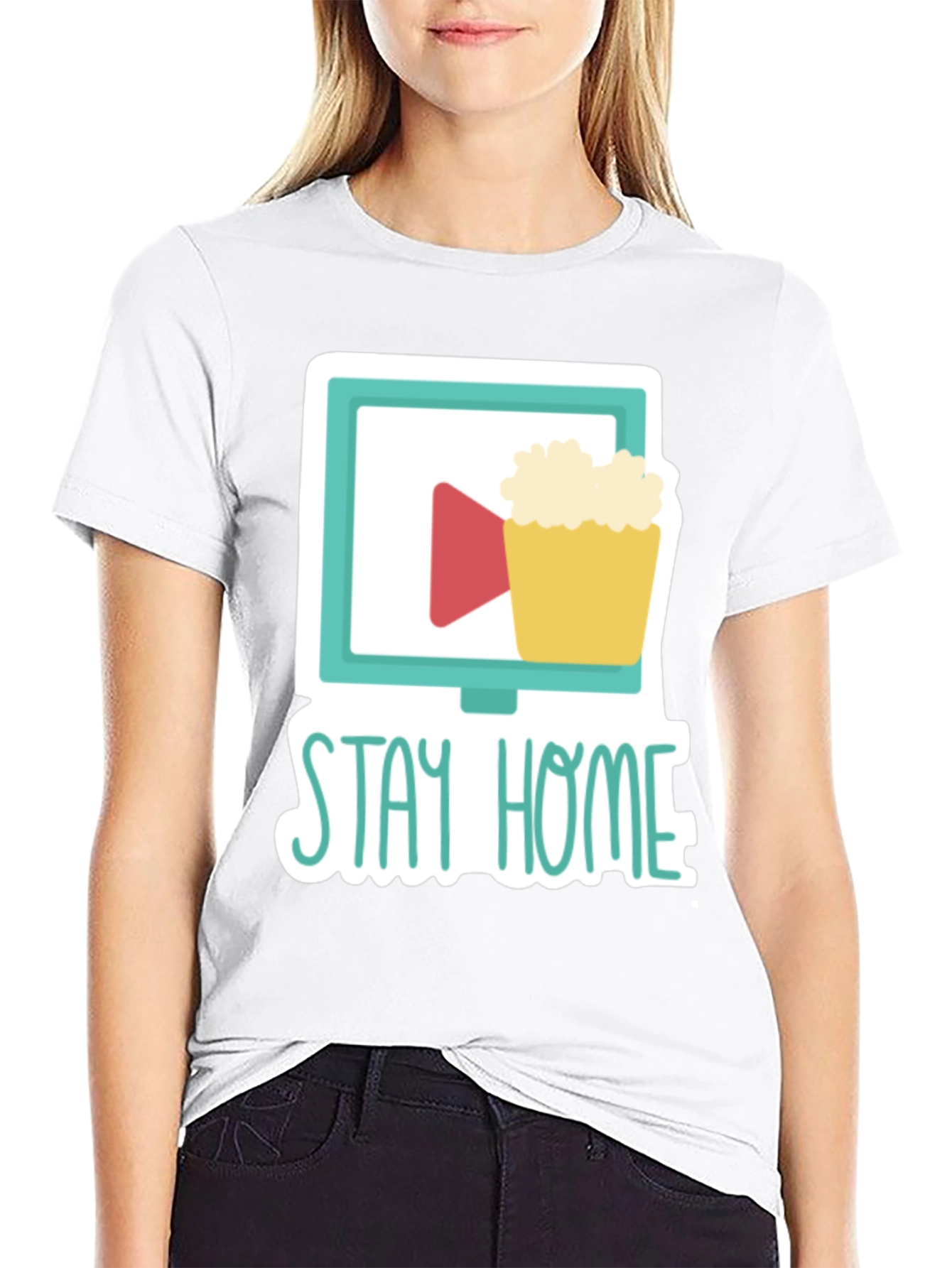 Black Stay Home Movie Night T-Shirt view 9