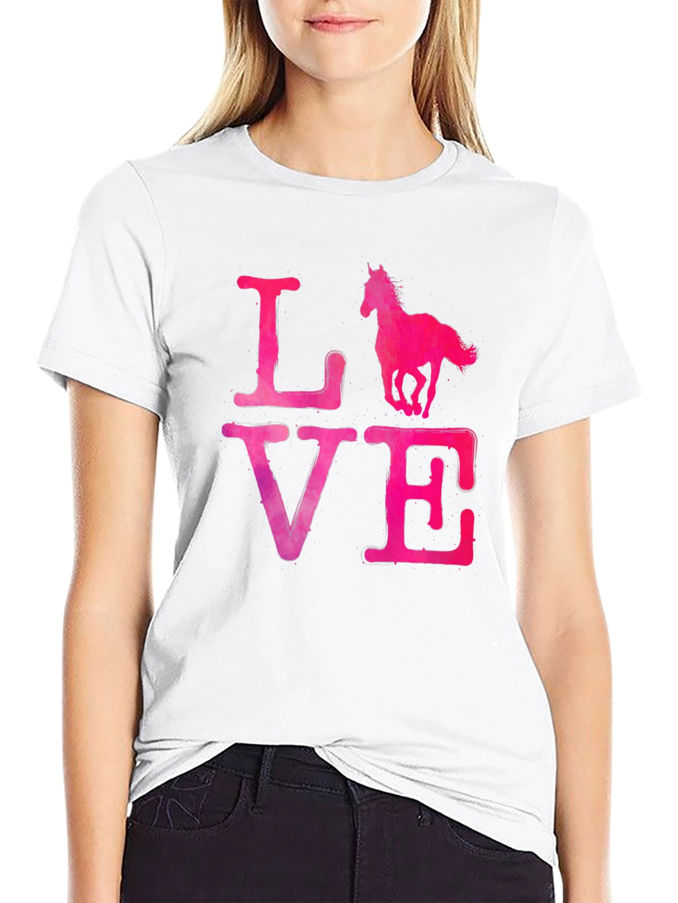 Black Love Horse T-Shirt - Black view 9
