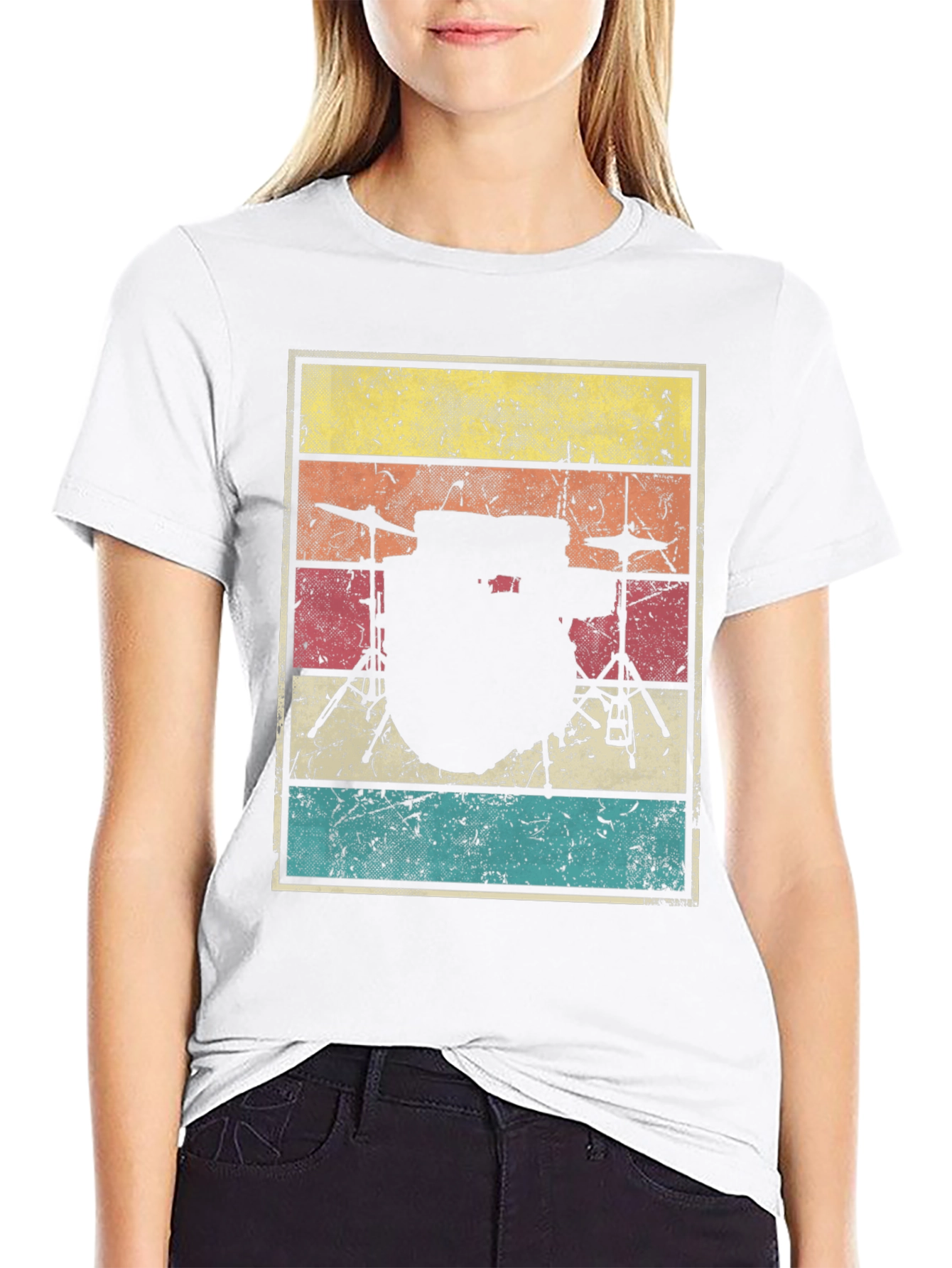 Black Vintage Drum Set T-Shirt - Retro Music Tee view 9