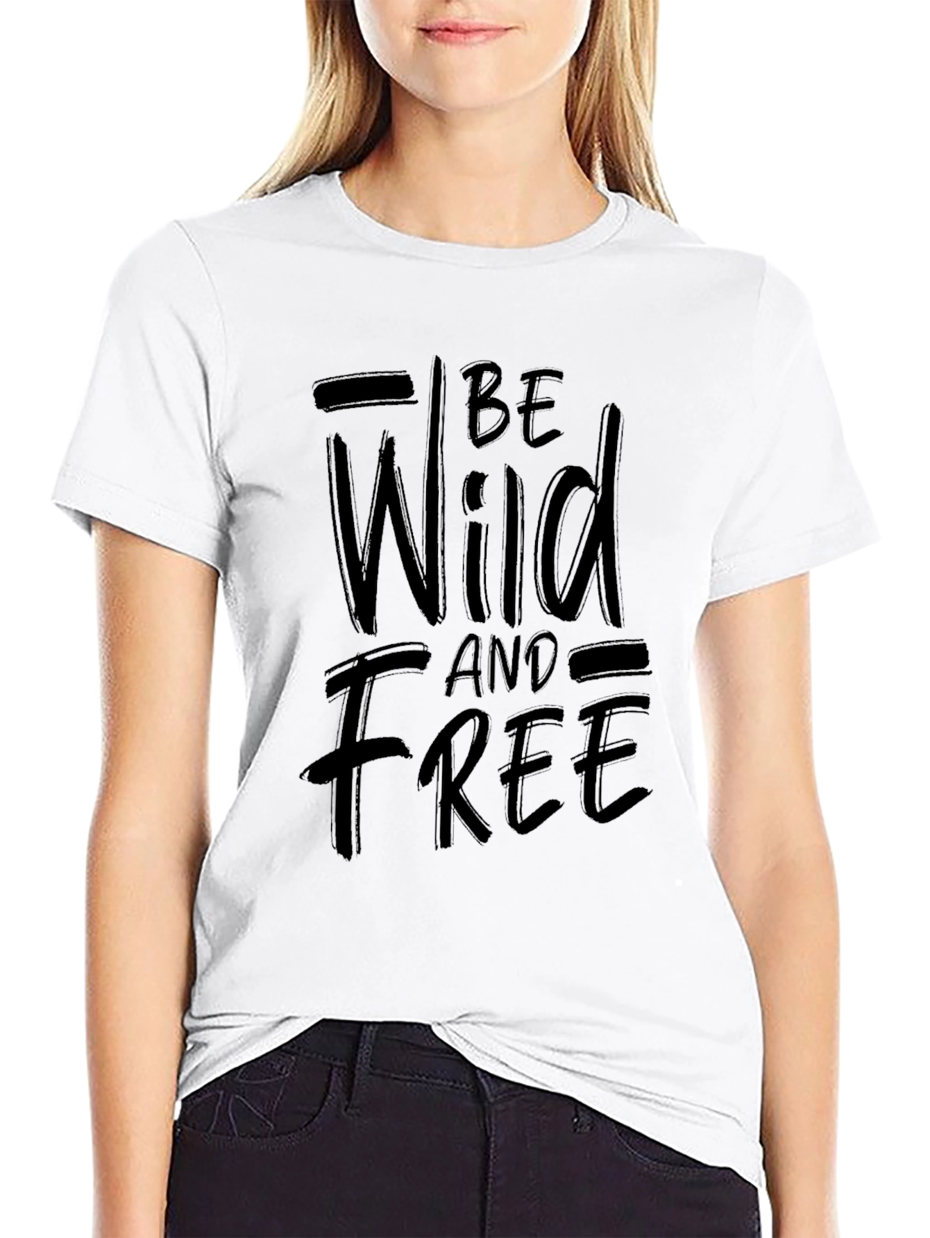 Black Be Wild and Free Black Graphic Tee view 9