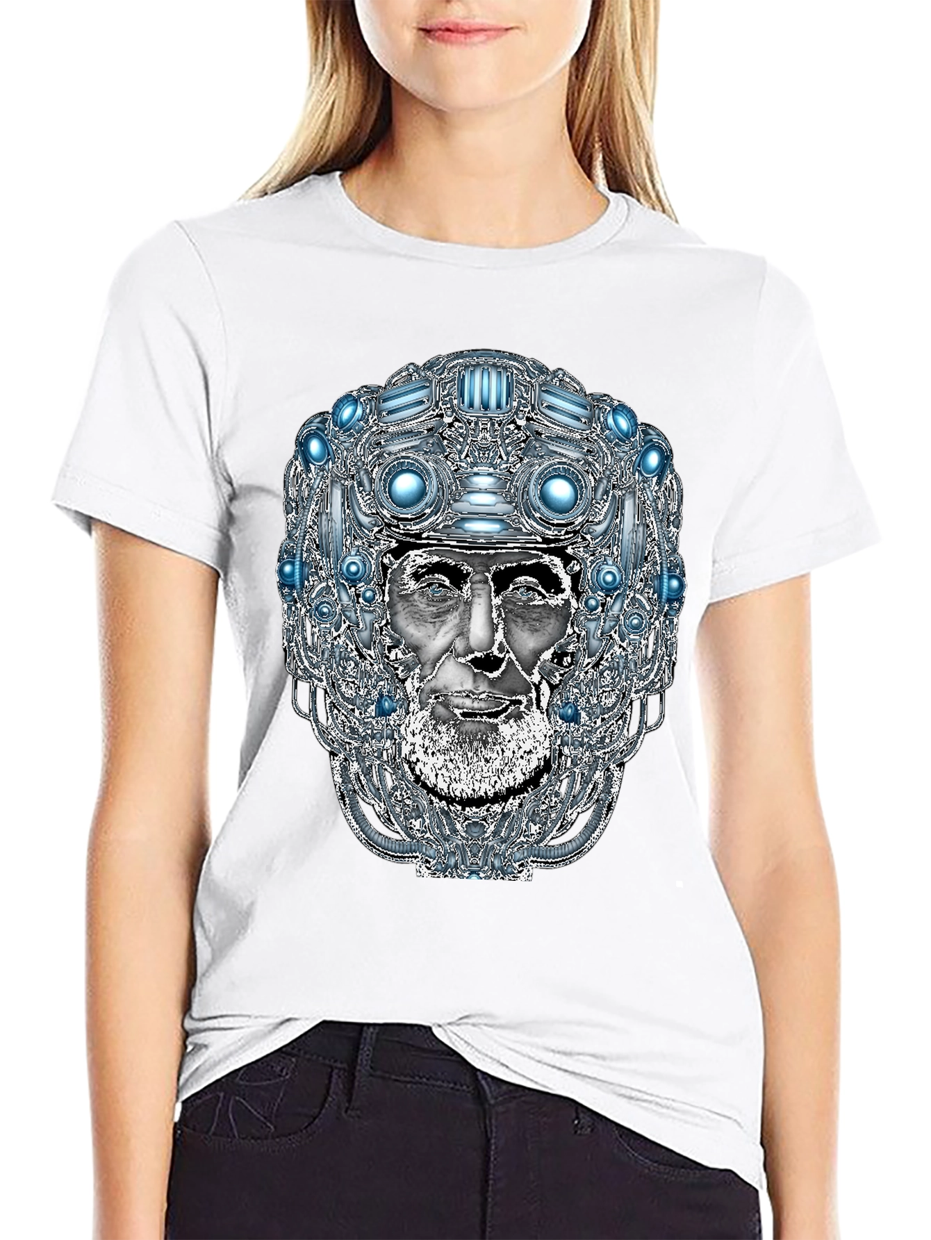 Black Futuristic Old Man Graphic T-Shirt view 9