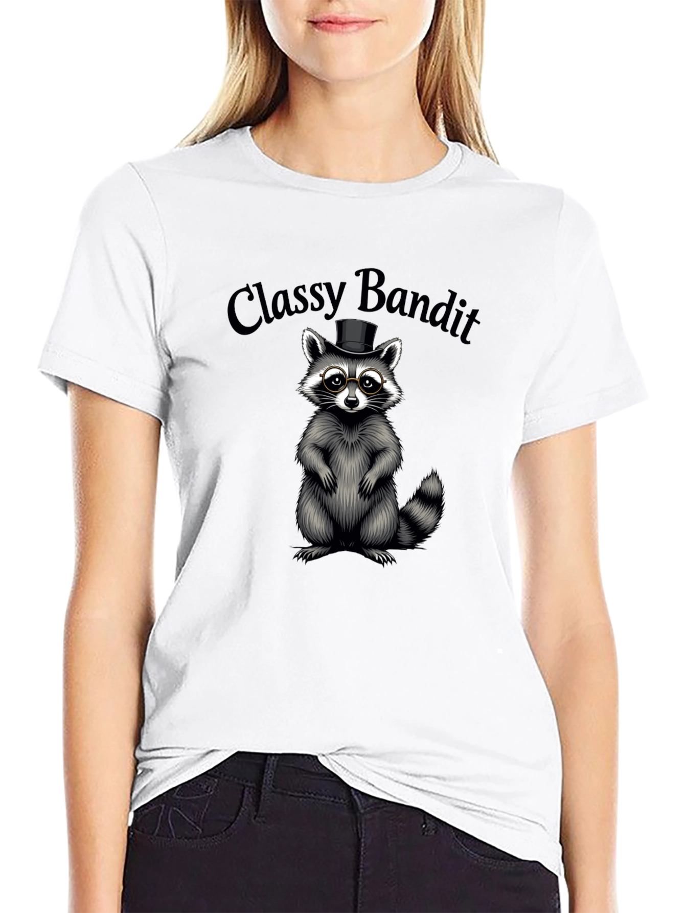 Black Classy Bandit Raccoon Graphic Tee view 9