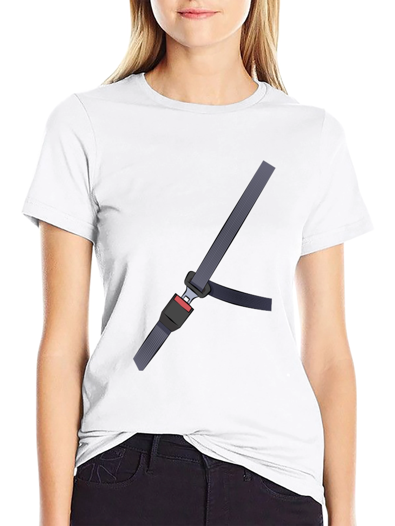 Black Seatbelt Illusion T-Shirt - Funny Safety Tee view 9
