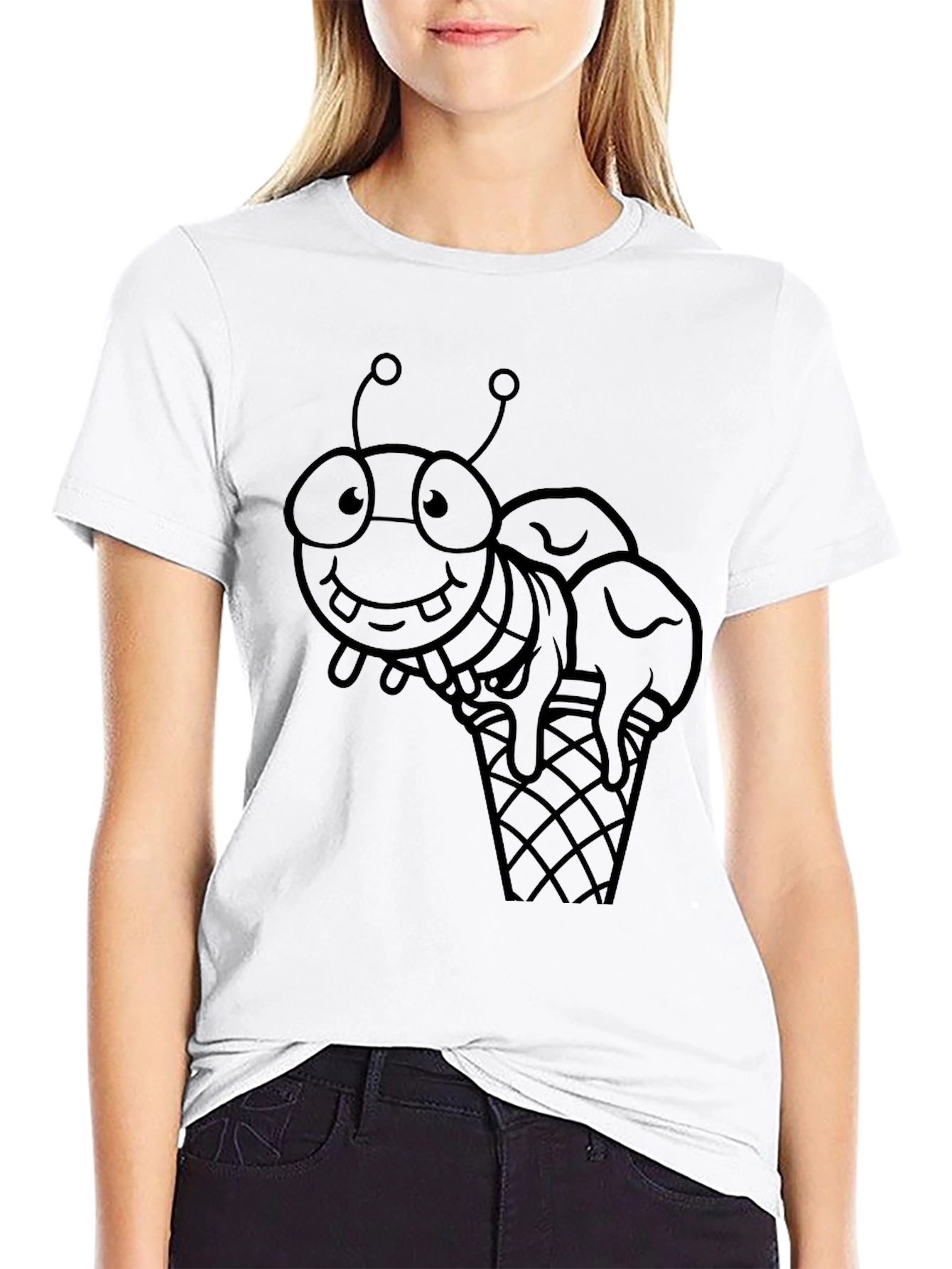 Black Insect Ice Cream T-Shirt - Fun Graphic Tee view 9