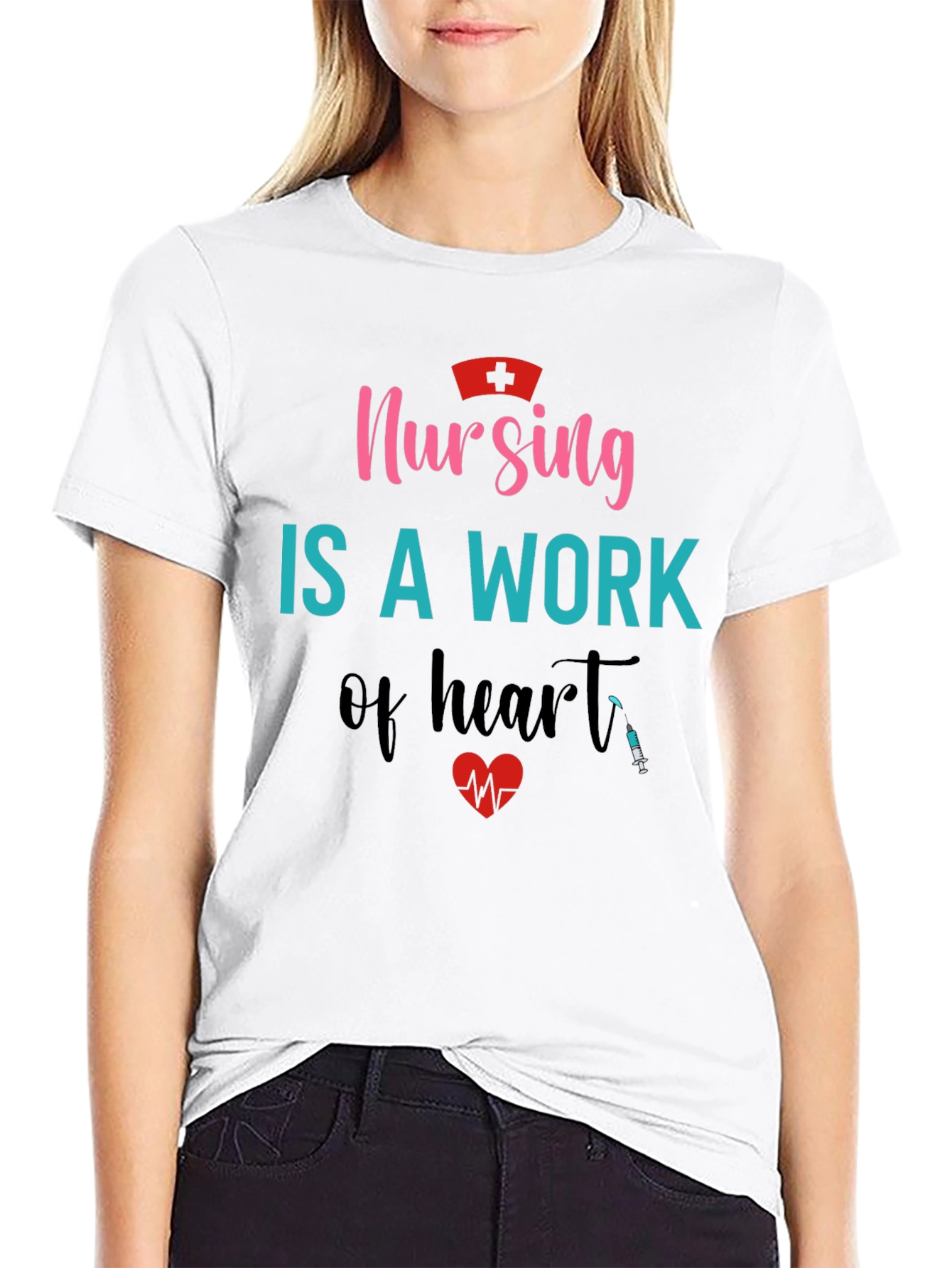 Black Nursing is a Work of Heart Graphic T-Shirt view 9