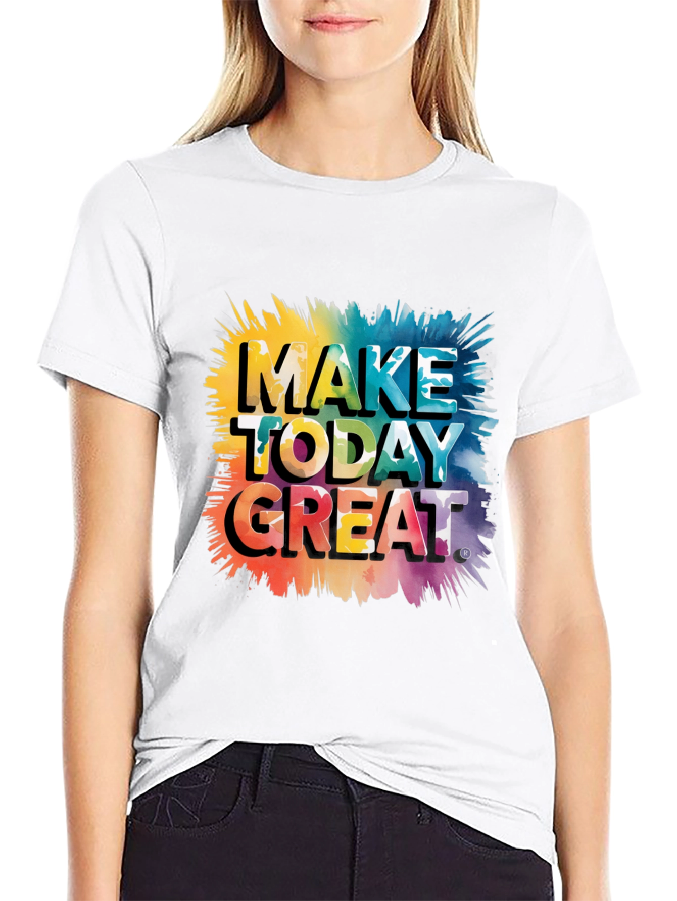 Black Make Today Great Graphic Tee - Black Cotton Blend view 9