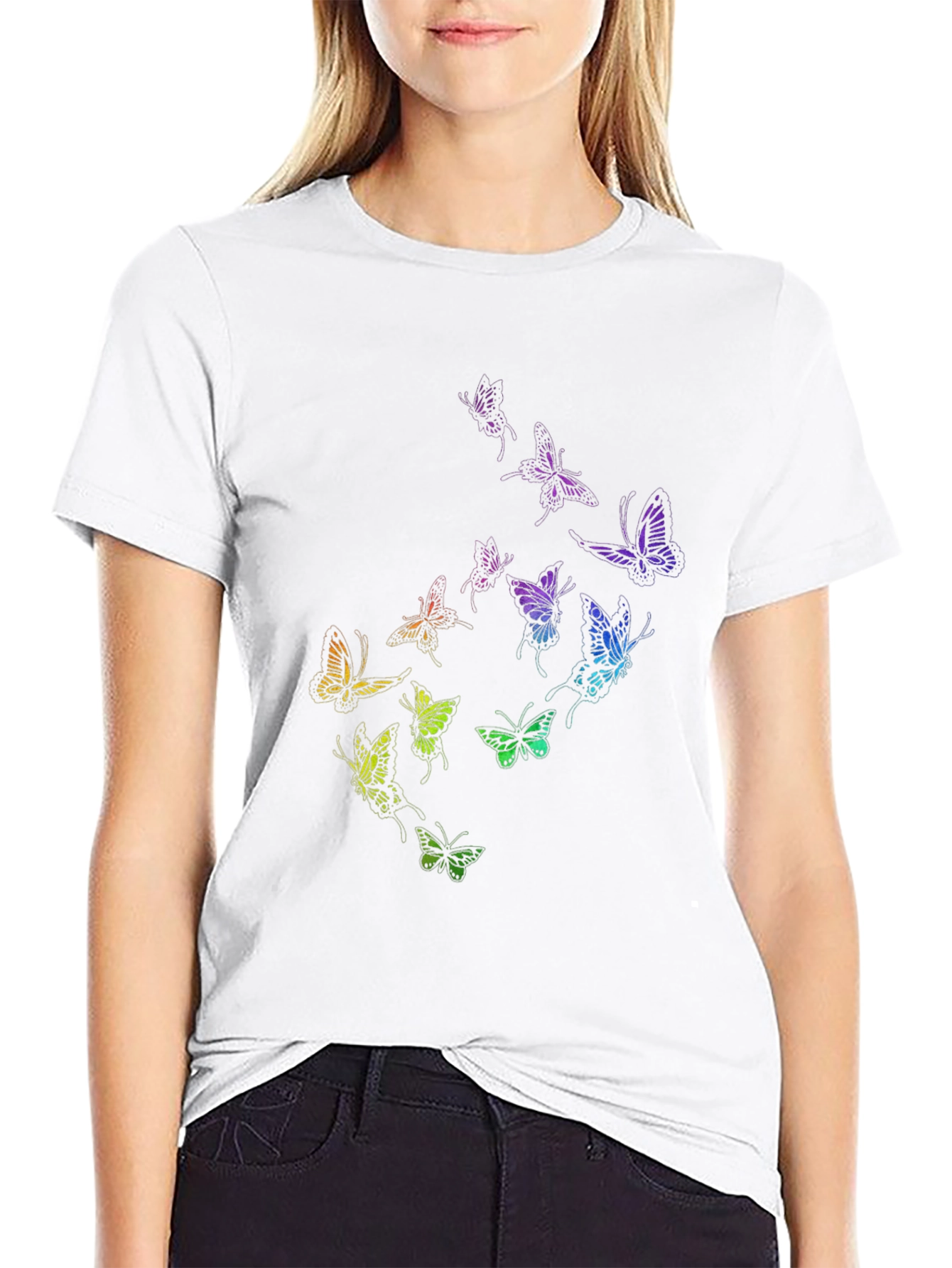 Black Butterfly Graphic Black T-Shirt view 9