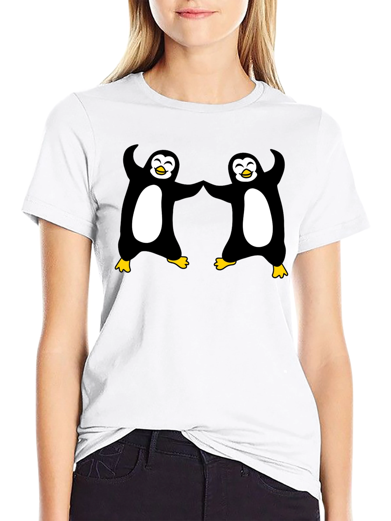 Black Dancing Penguins Black T-Shirt - Cute & Fun view 9