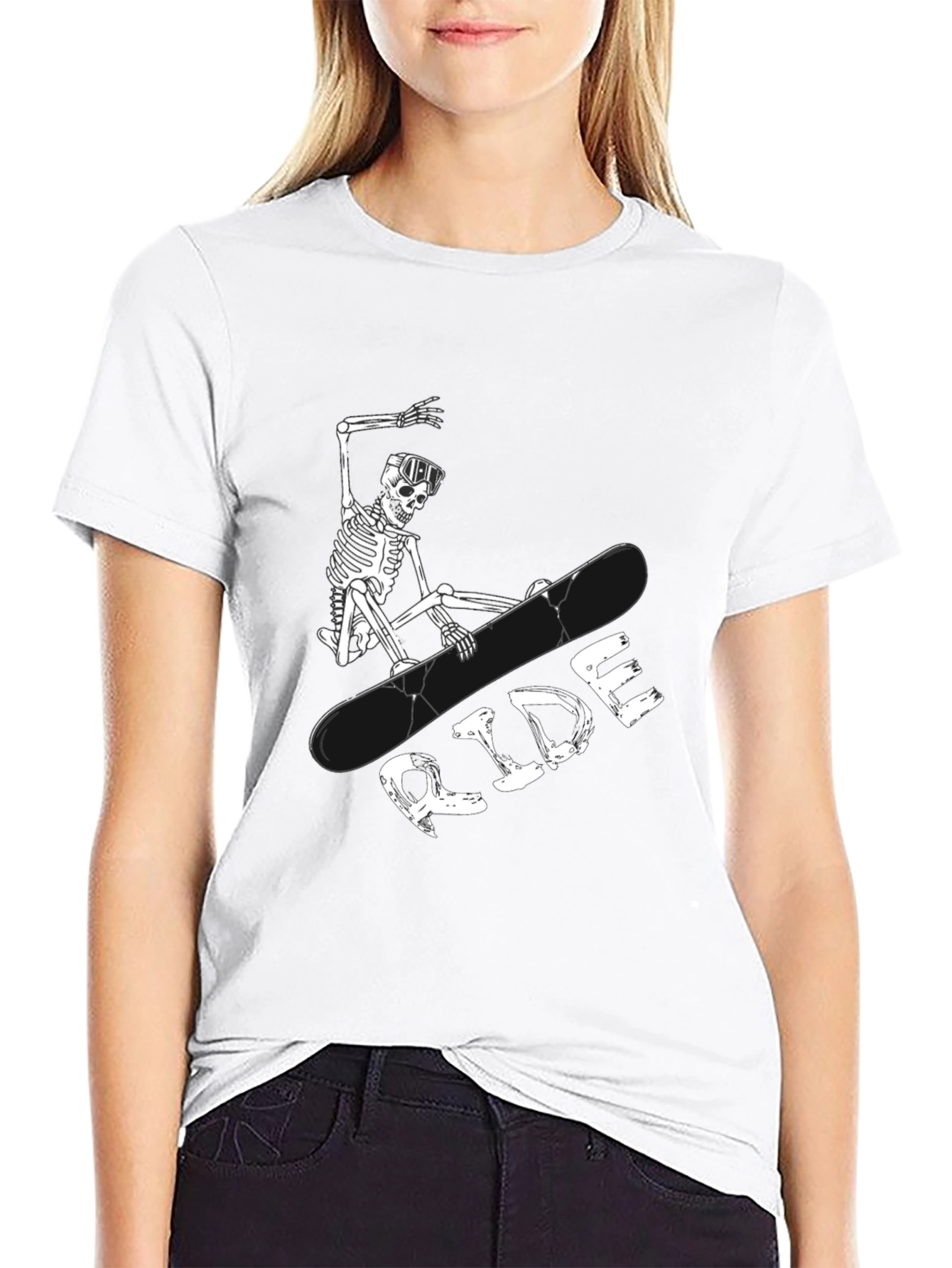 Black Skeleton Snowboarder Graphic Tee - Ride in Style view 9