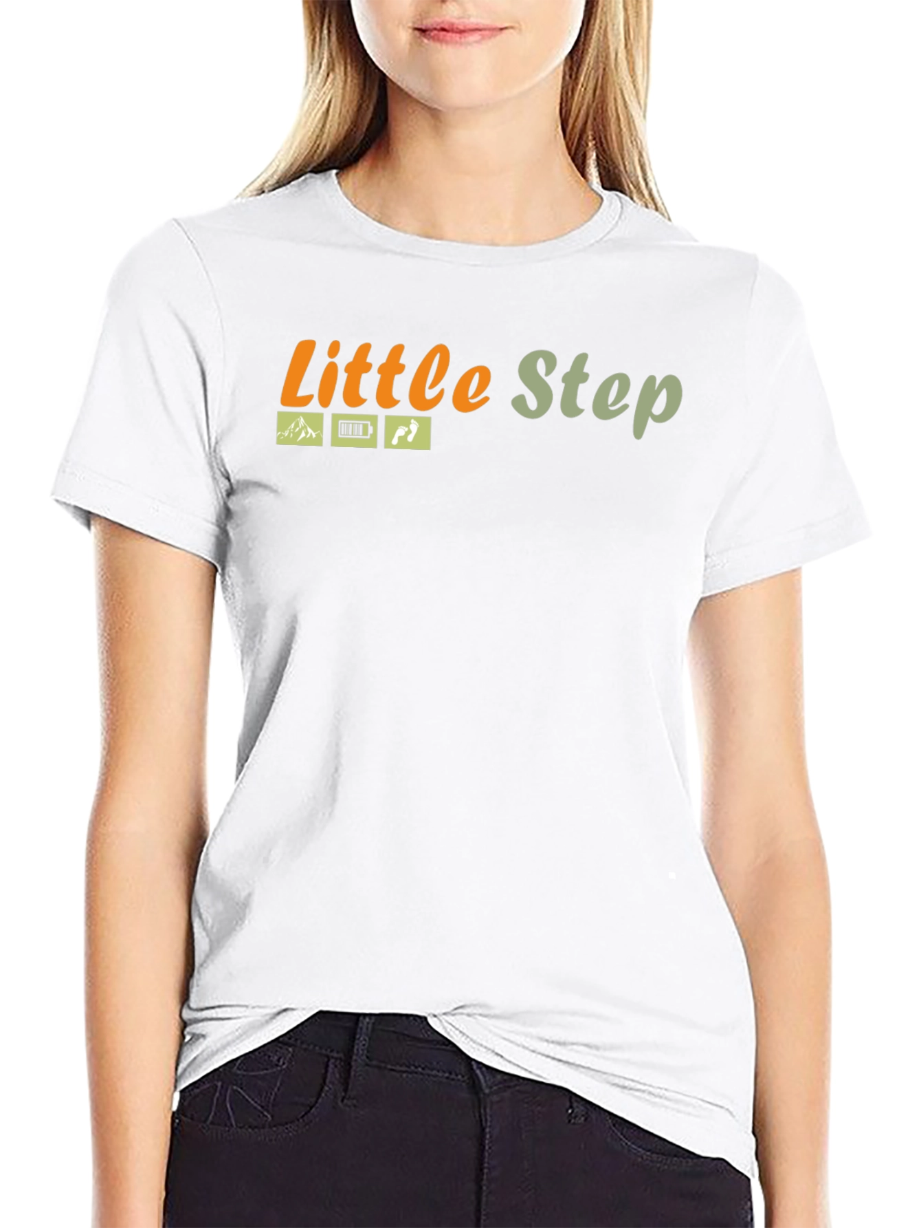 Black Little Step Black Cotton Graphic Tee view 9