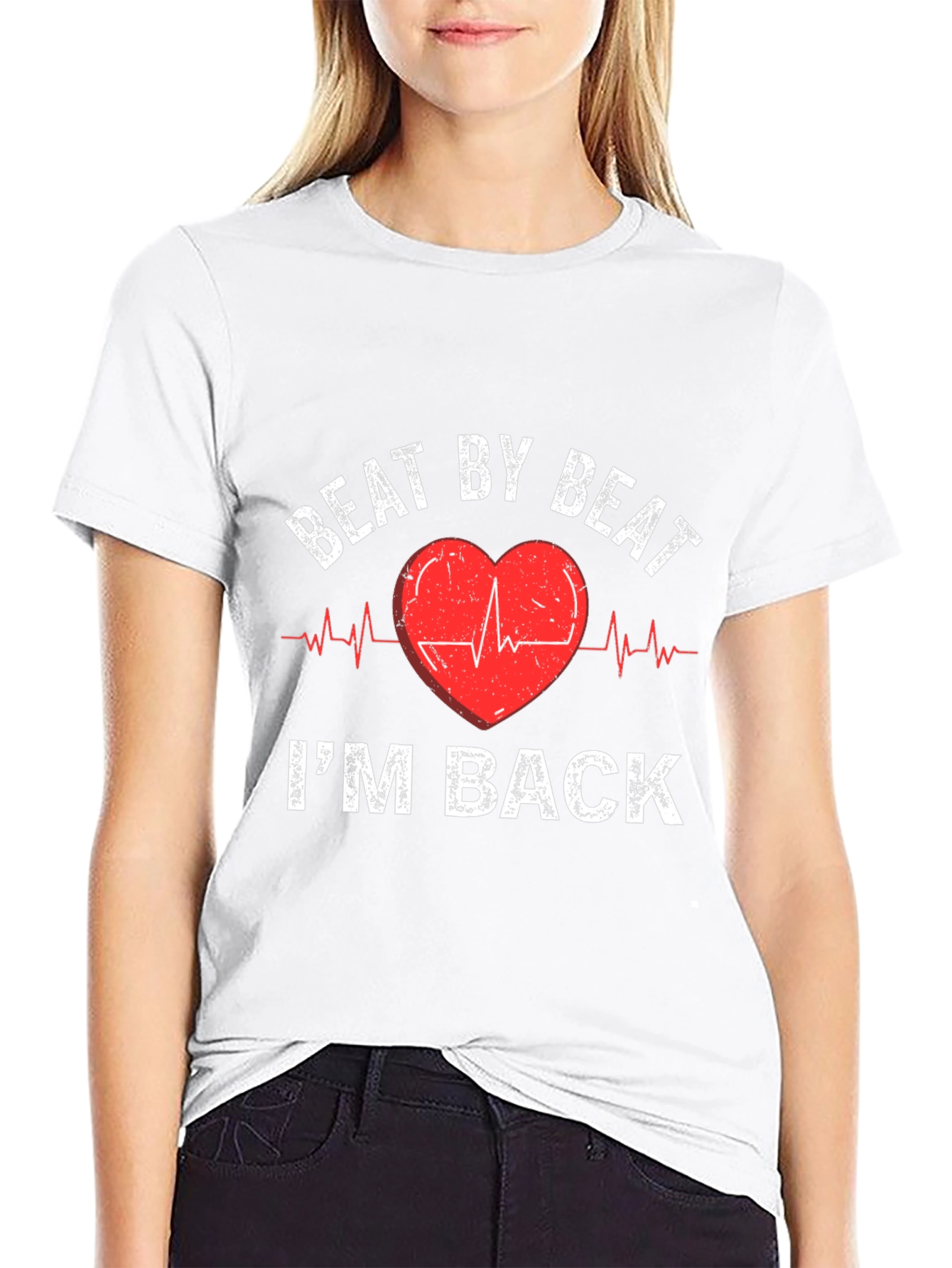 Black Beat By Beat I'm Back Heartbeat T-Shirt view 9