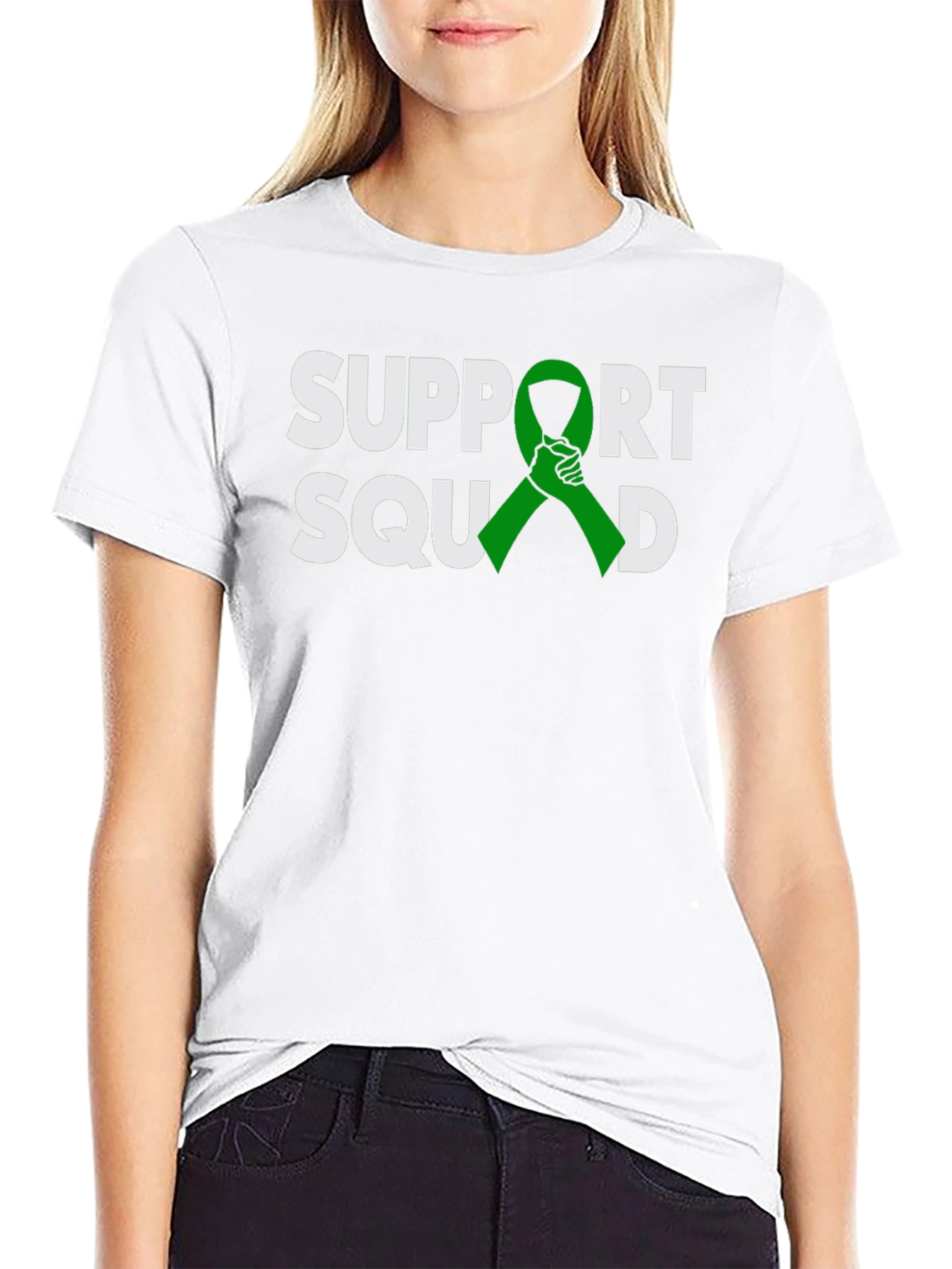 Black Support Squad Green Ribbon Graphic T-Shirt view 9