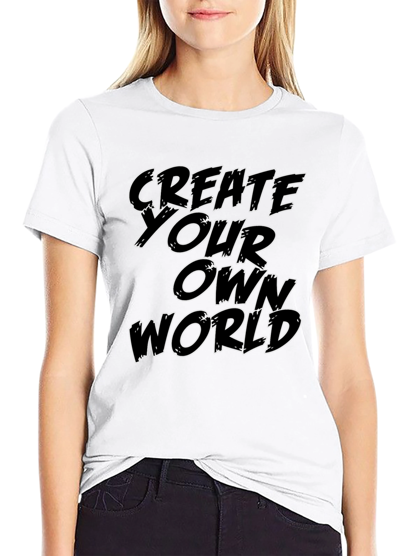 Black Create Your Own World Graphic T-Shirt view 9
