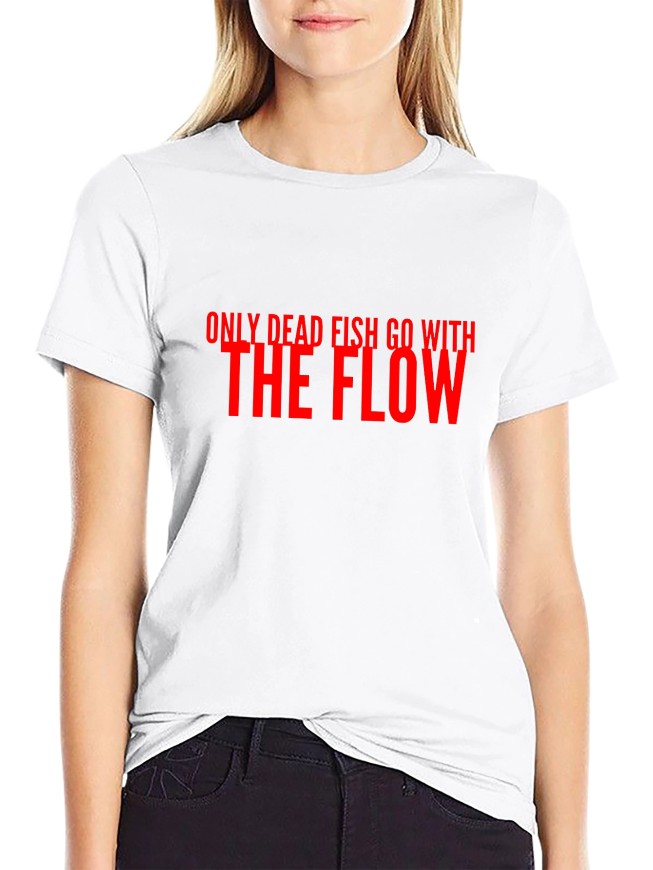 Black Only Dead Fish Go With The Flow Graphic Tee view 9