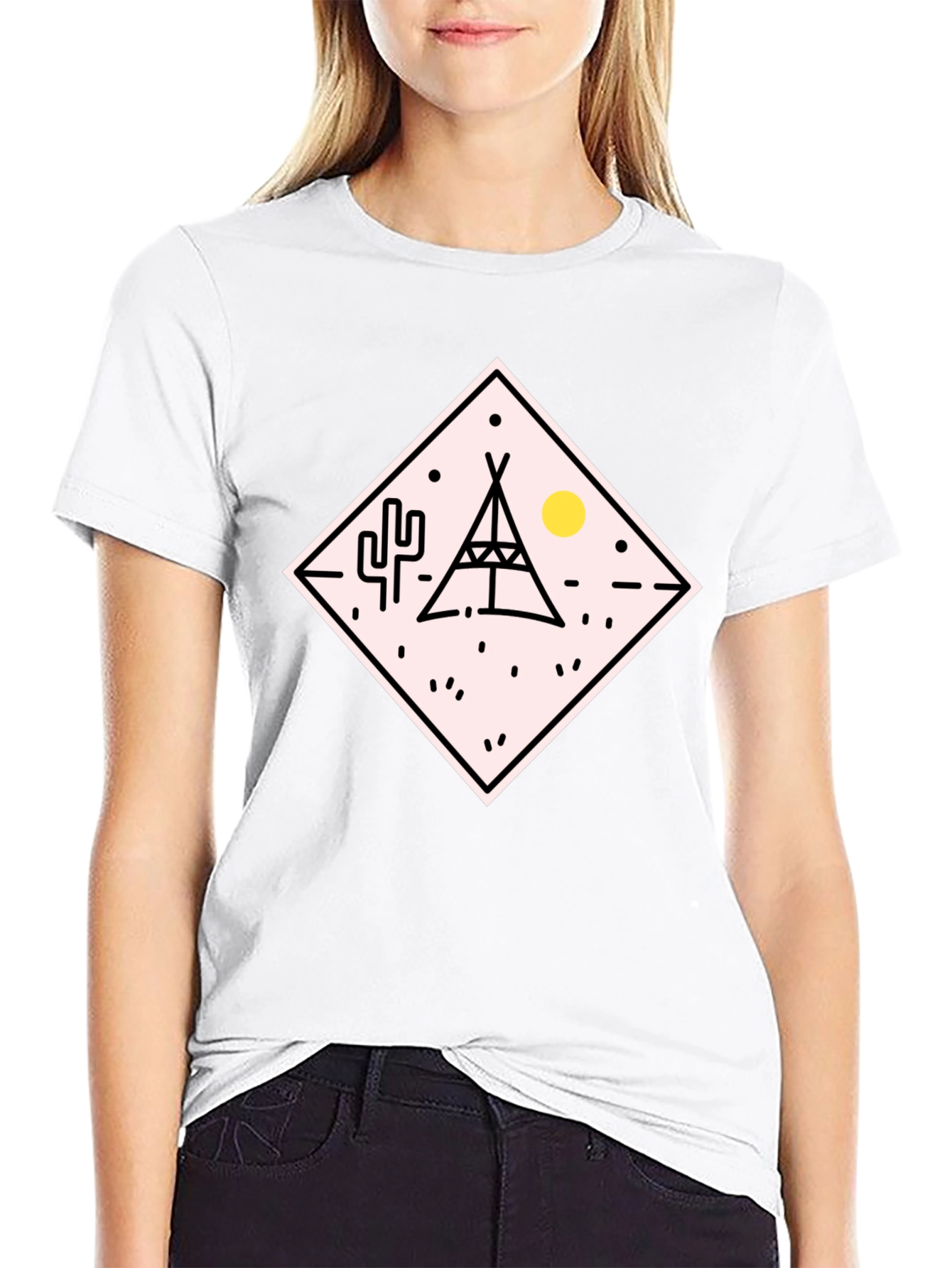Black Teepee Desert Graphic T-Shirt - Black view 9