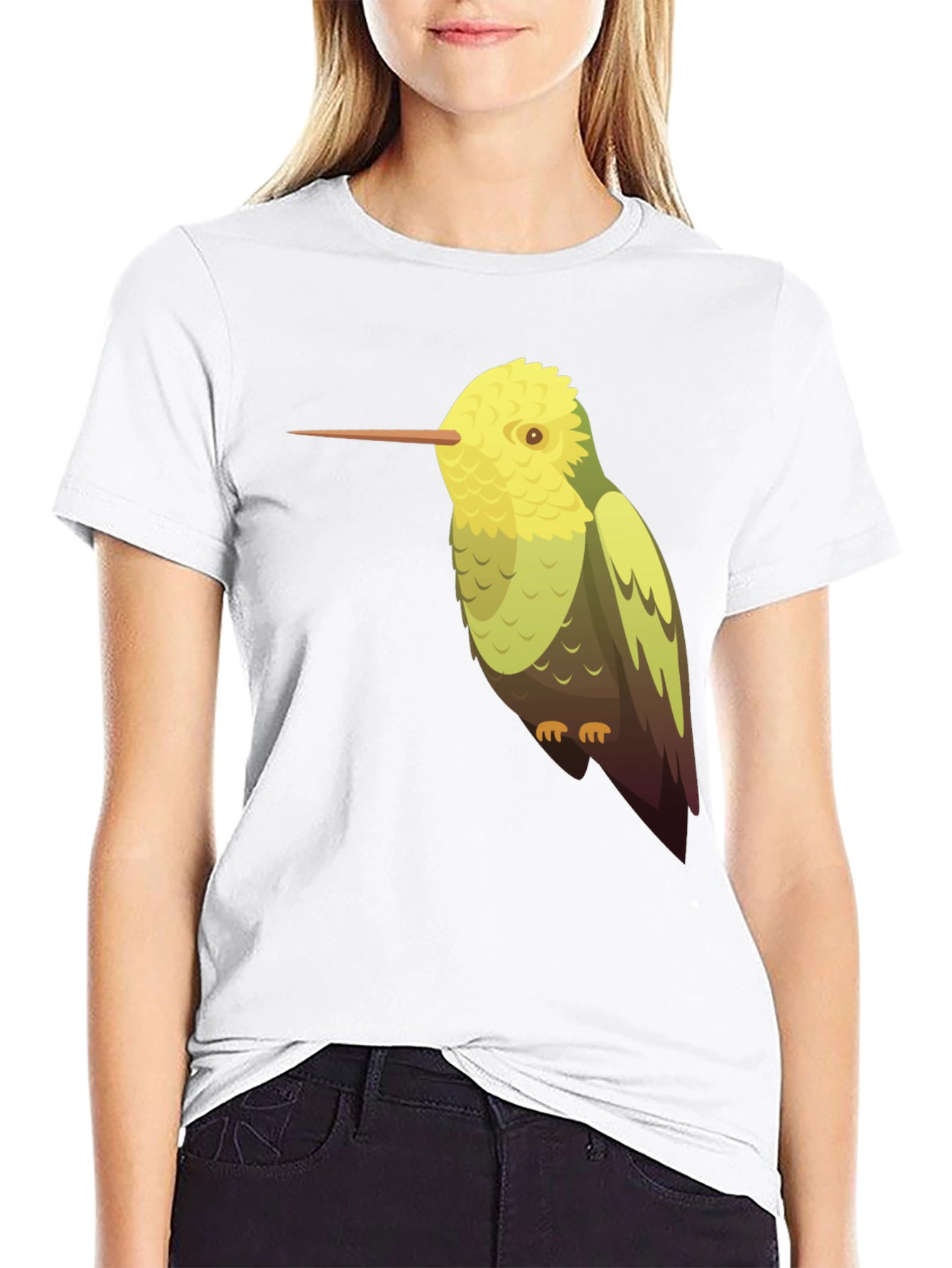 Black Hummingbird Graphic Tee - Black Cotton Blend view 9