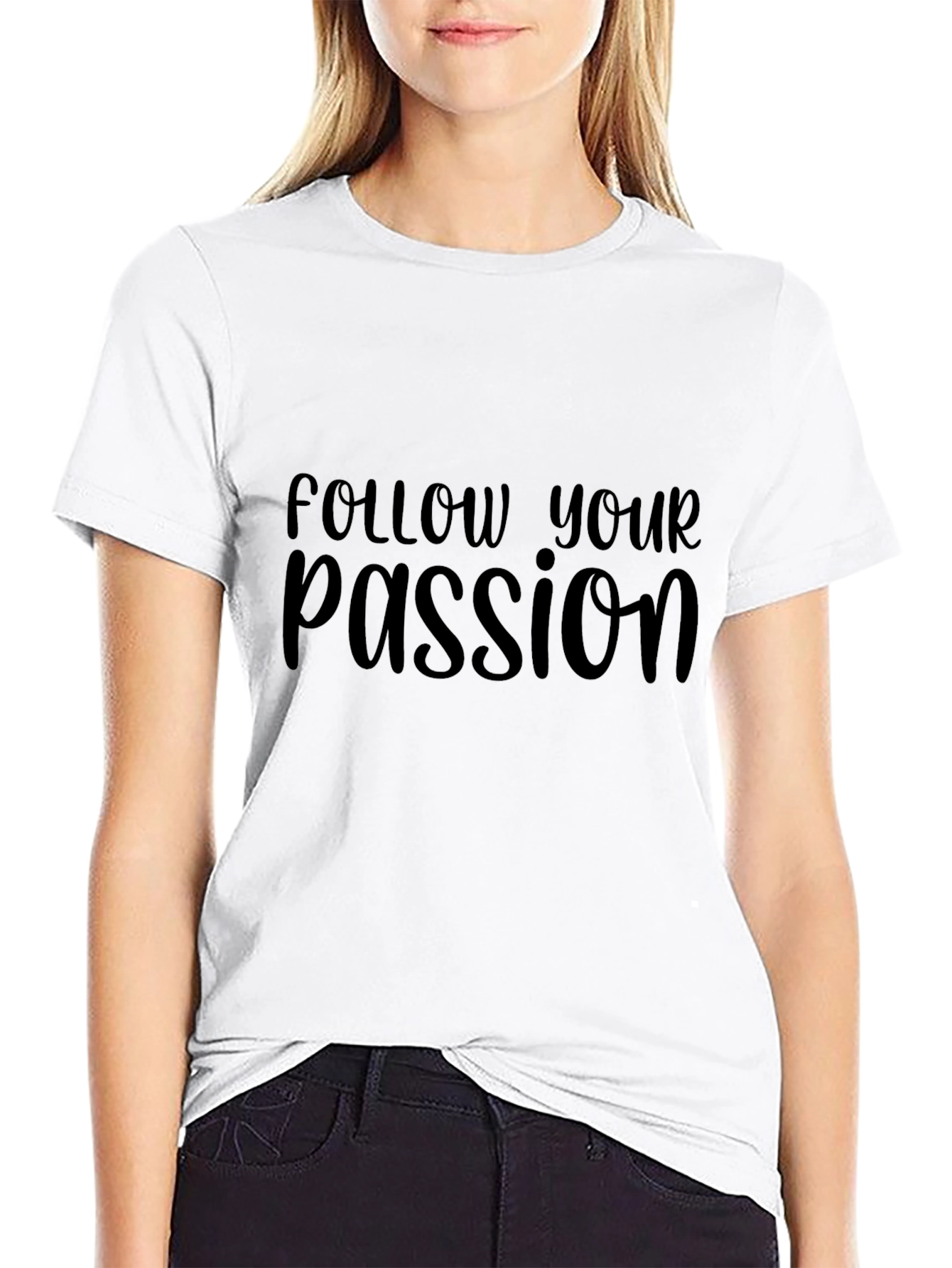 Black Follow Your Passion Graphic Tee - Black view 9