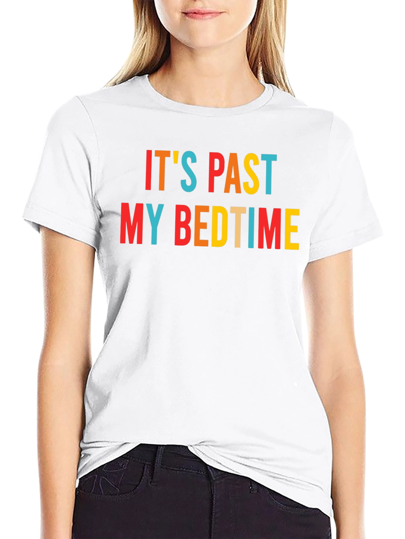 Black It's Past My Bedtime Funny Graphic T-Shirt view 9