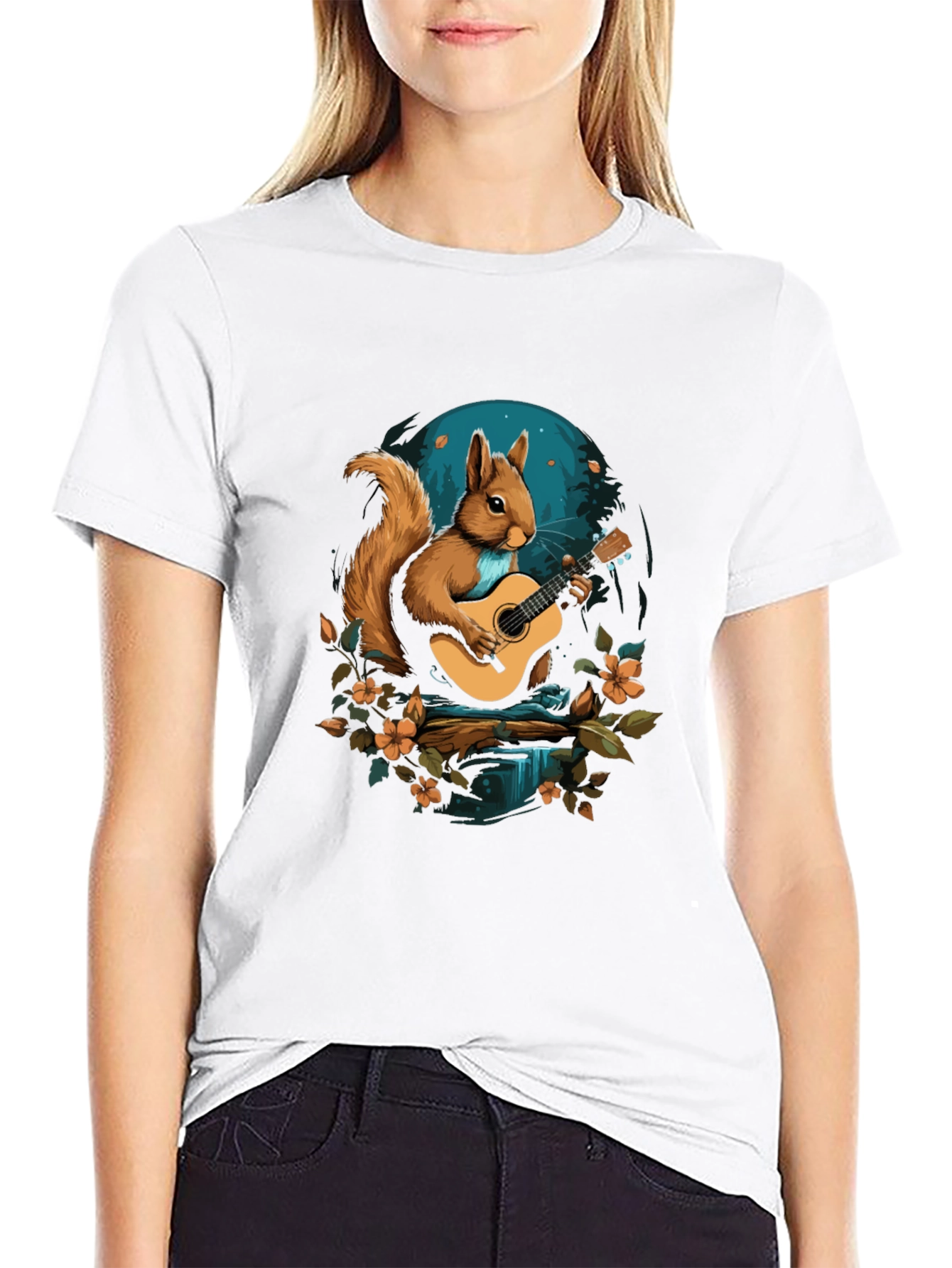 Black Squirrel Guitarist Graphic T-Shirt view 9