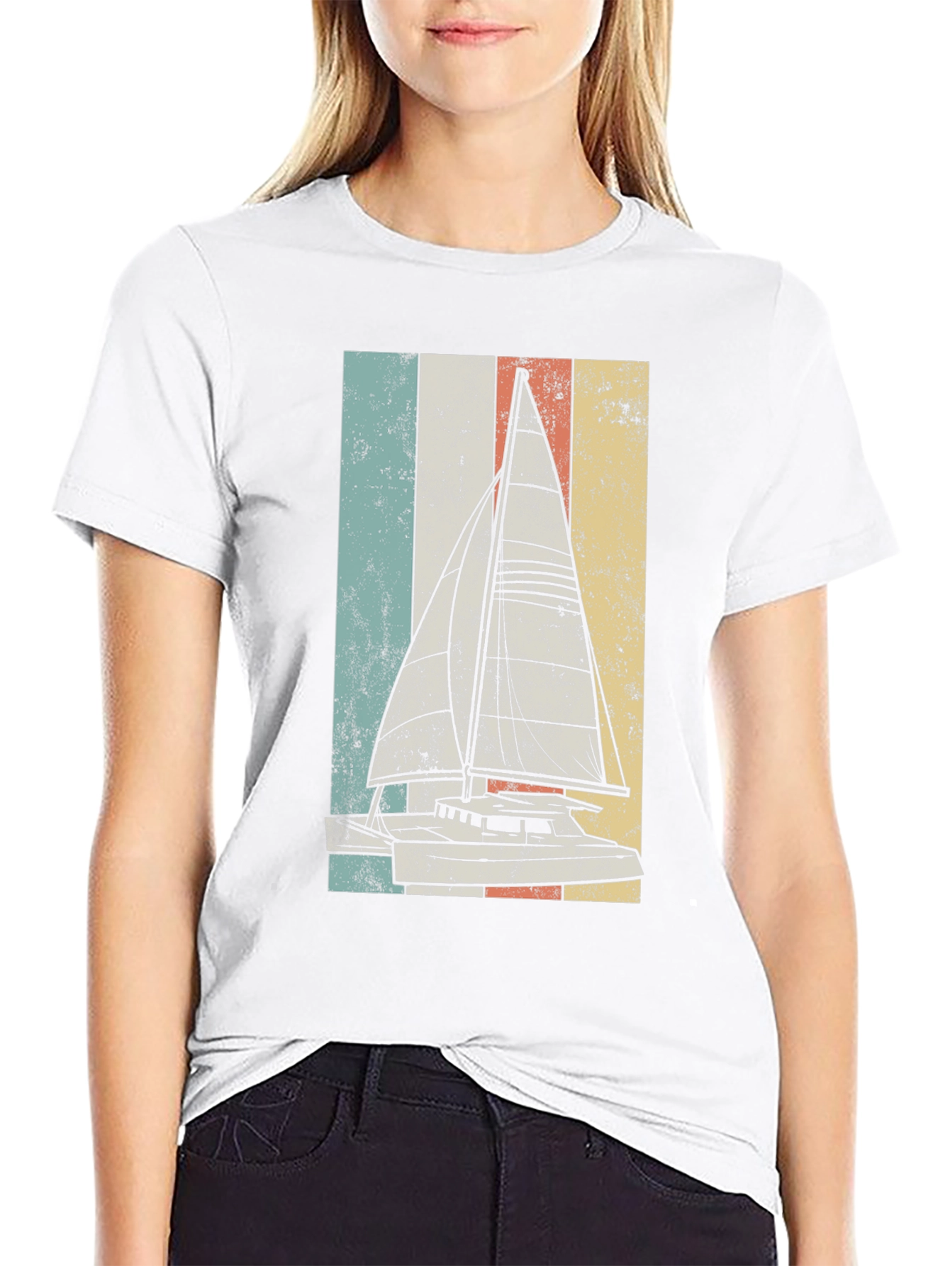 Black Vintage Sailboat T-Shirt - Retro Nautical Design view 9