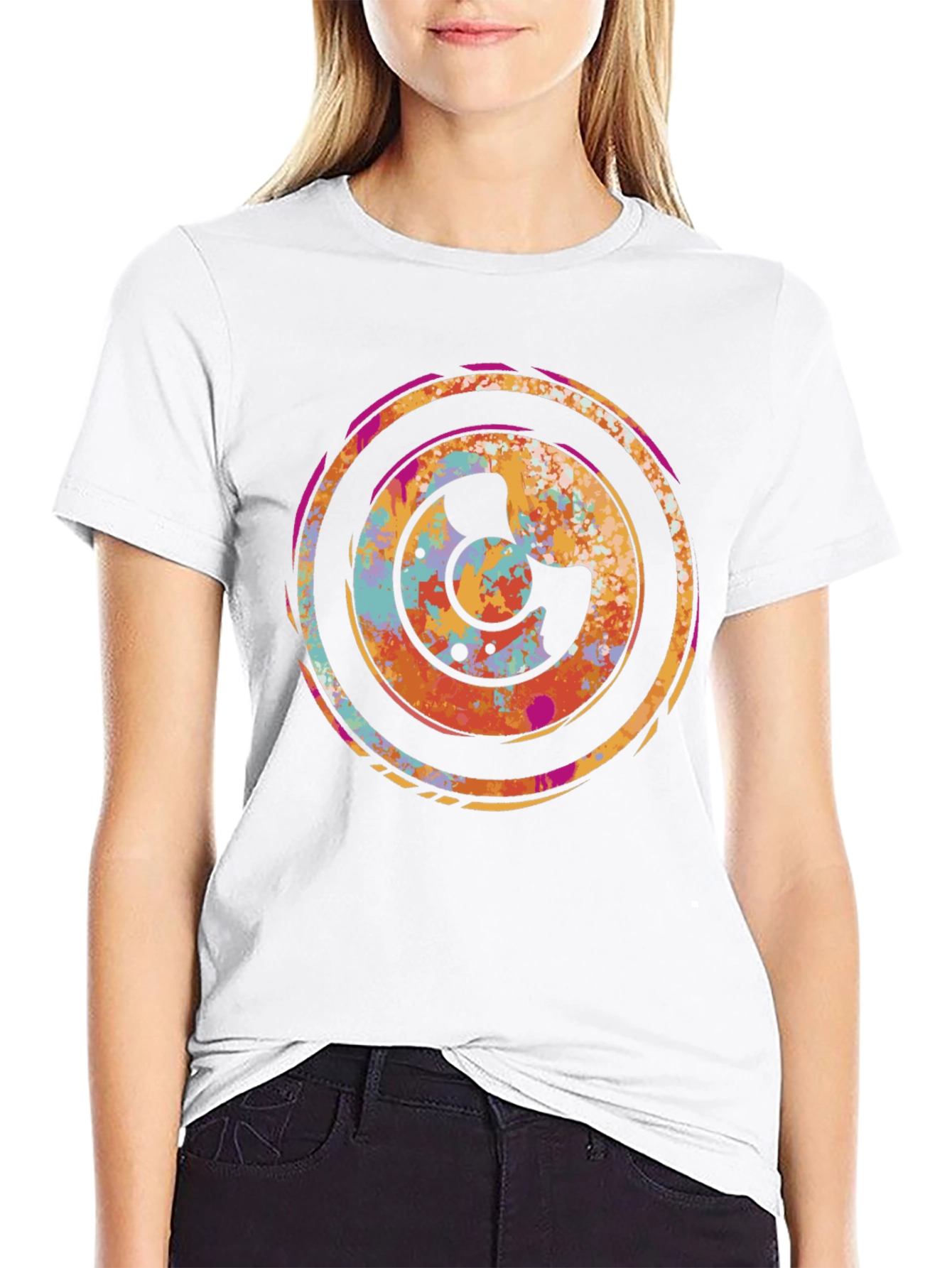 Black Abstract Circle Graphic Black T-Shirt view 9