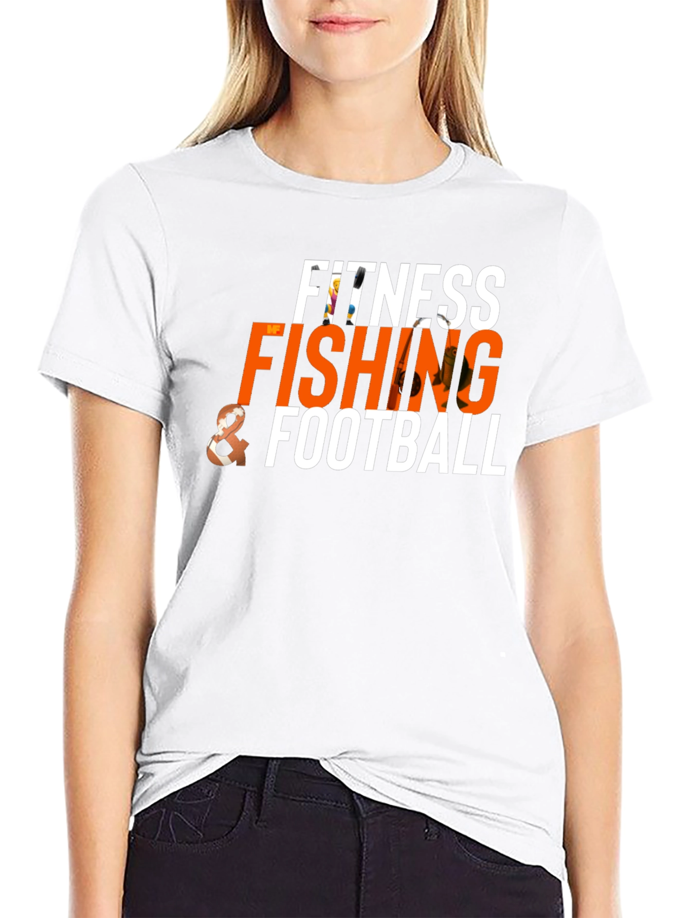 Black Fitness Fishing & Football Graphic Tee view 9