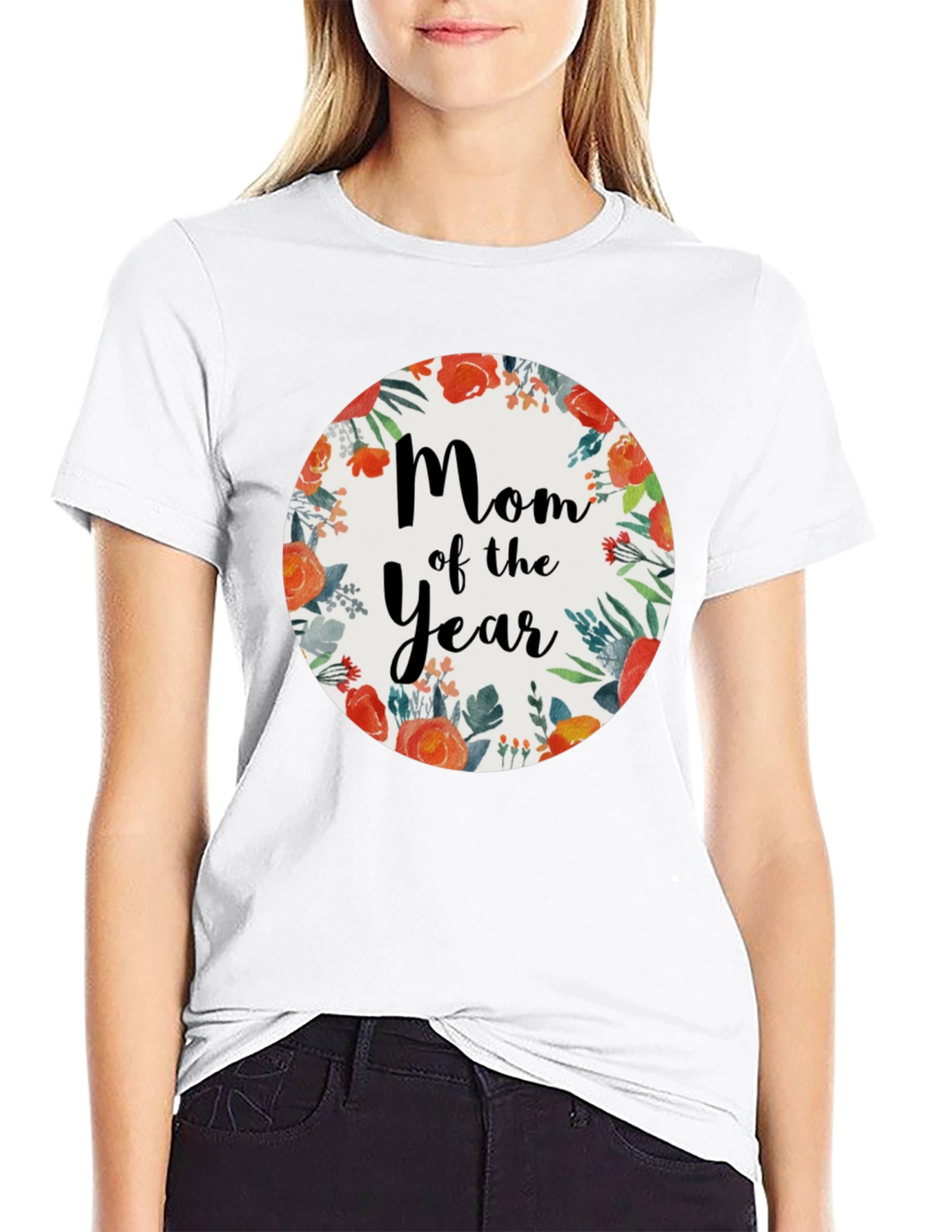 Black Mom of the Year Floral T-Shirt view 9