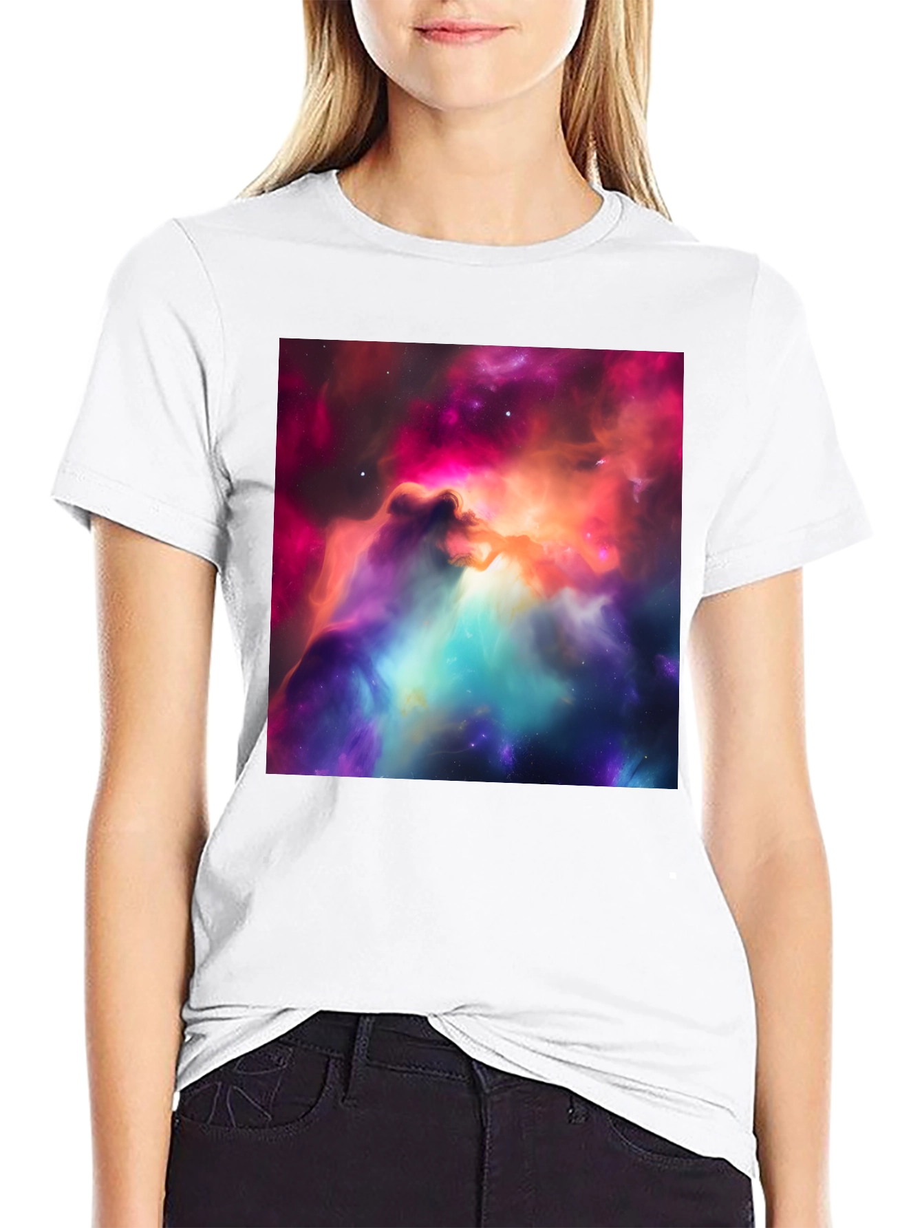 Black Nebula Print Black T-Shirt view 9