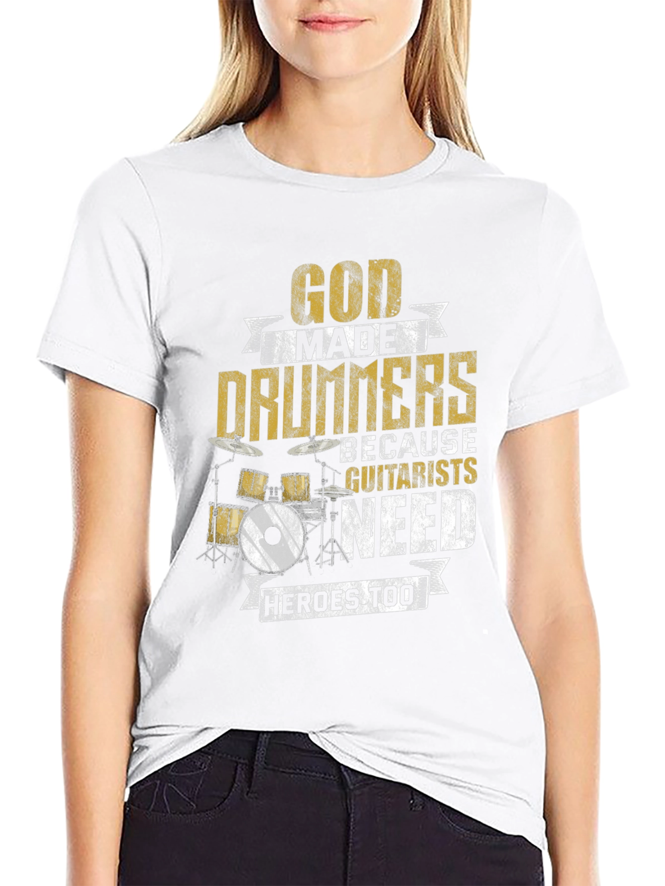 Black God Made Drummers T-Shirt - Musician Humor Tee view 9