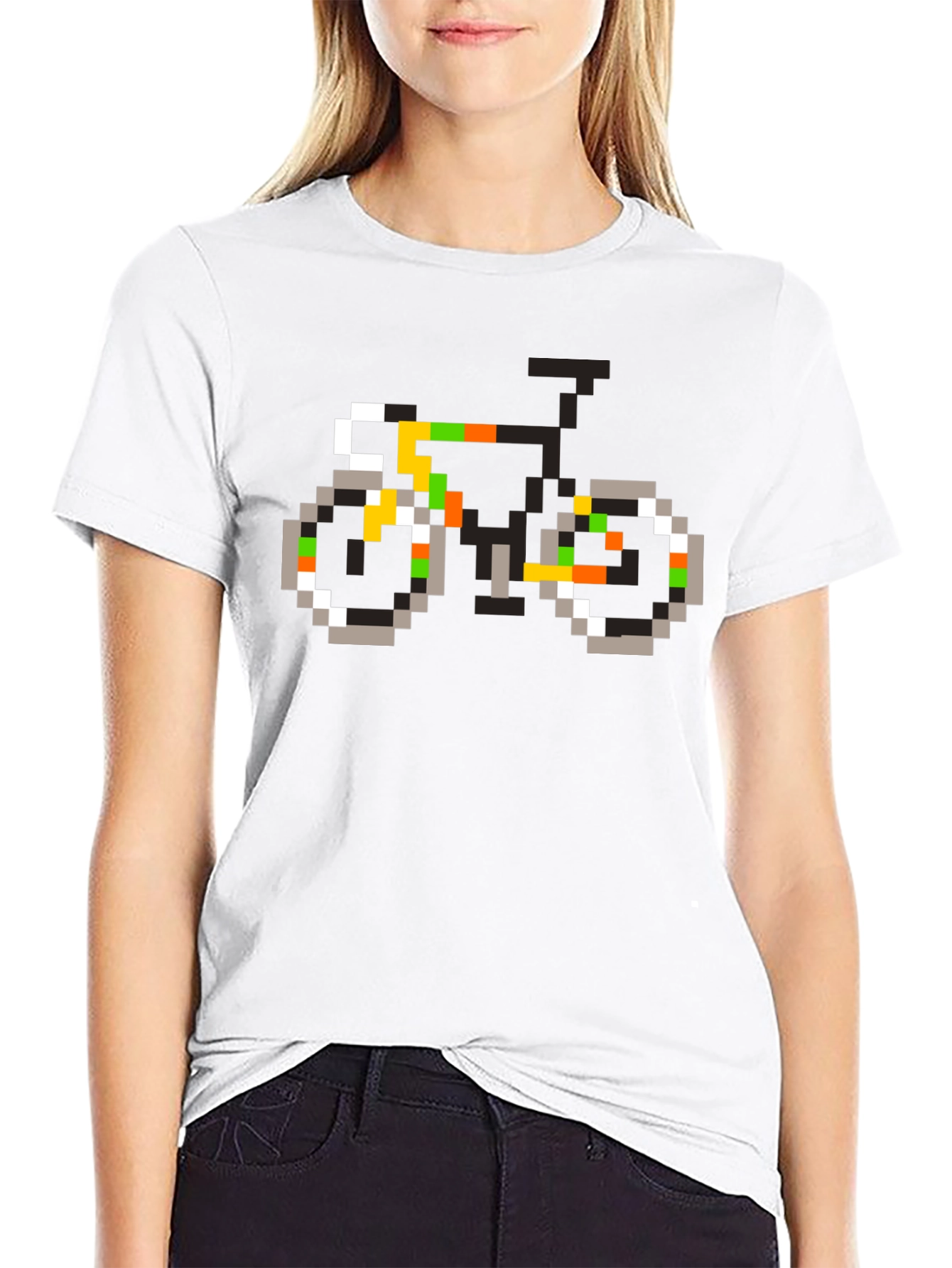 Black Pixel Art Bicycle Graphic Tee - Black view 9