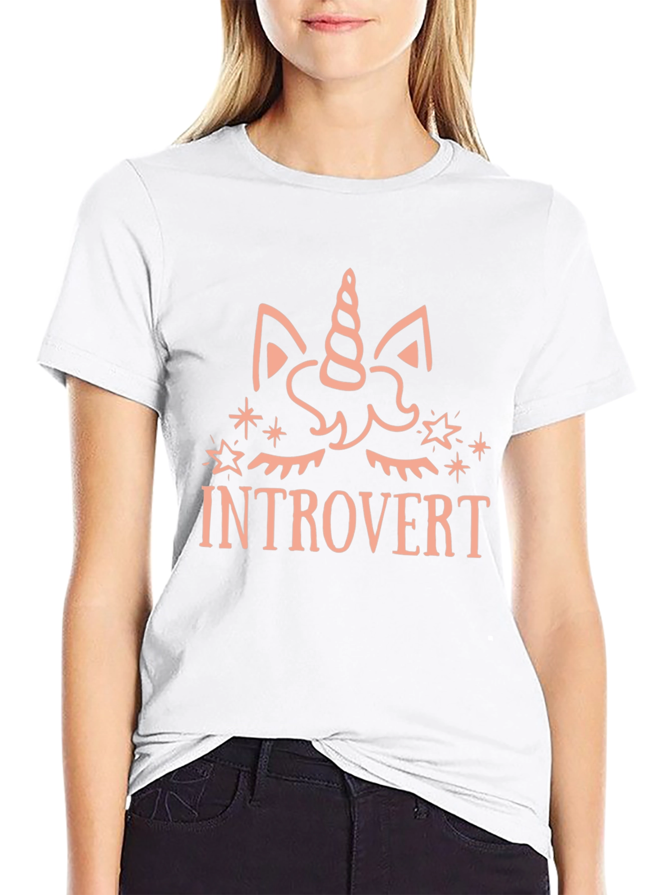 Black Introvert Unicorn Graphic T-Shirt view 9