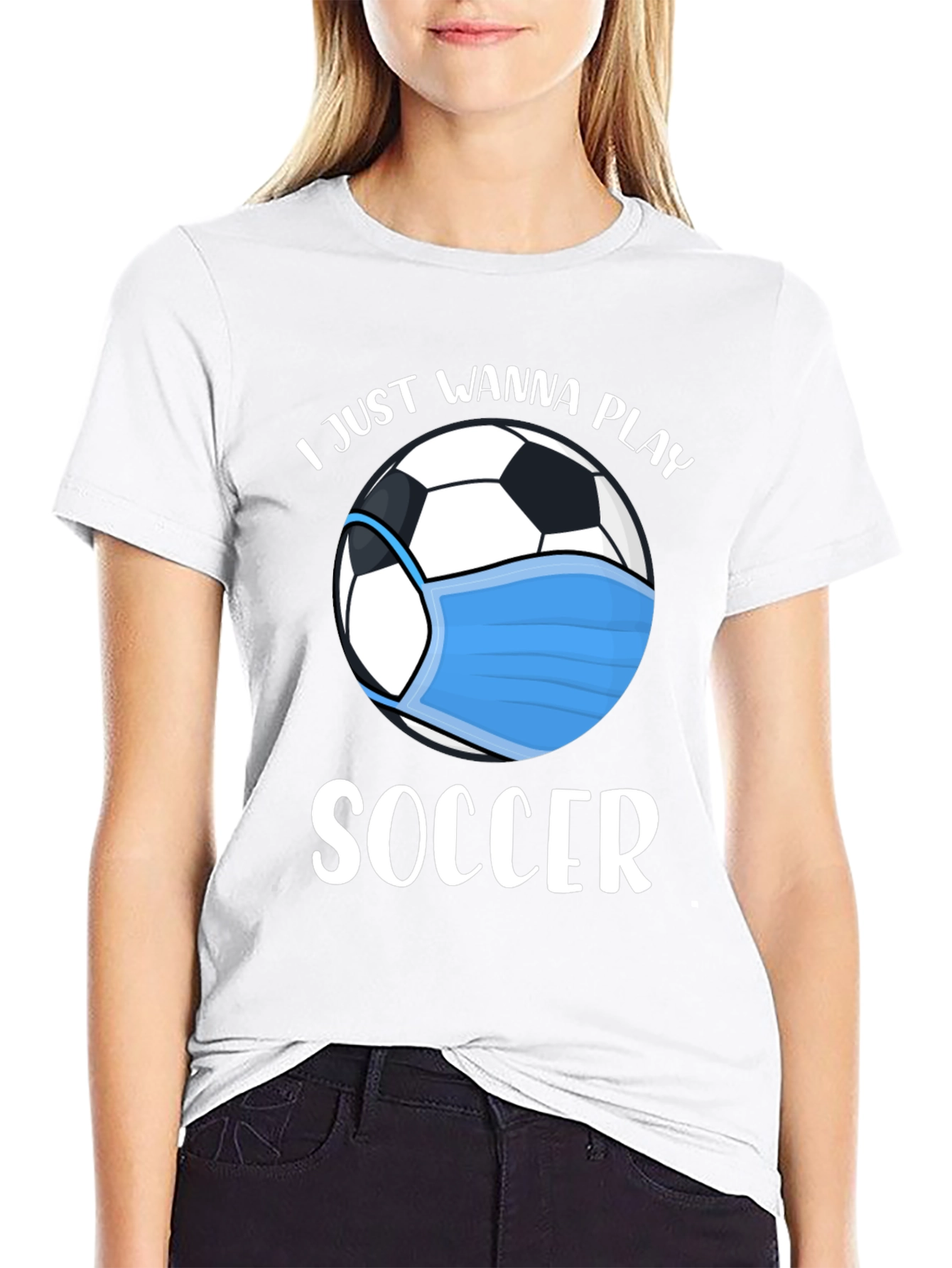 Black Soccer Fan T-Shirt: I Just Wanna Play view 9