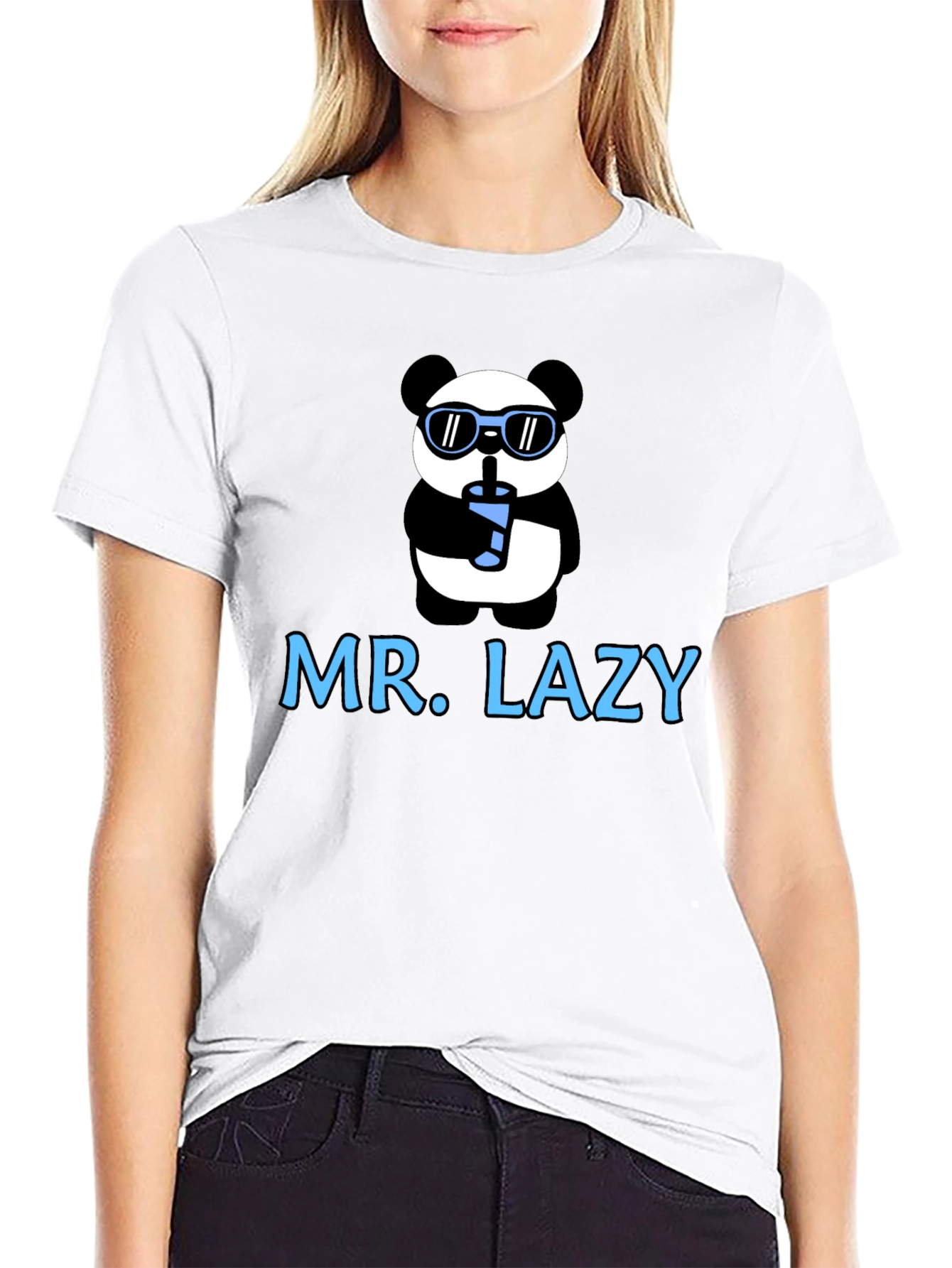 Black Mr. Lazy Panda Graphic T-Shirt view 9