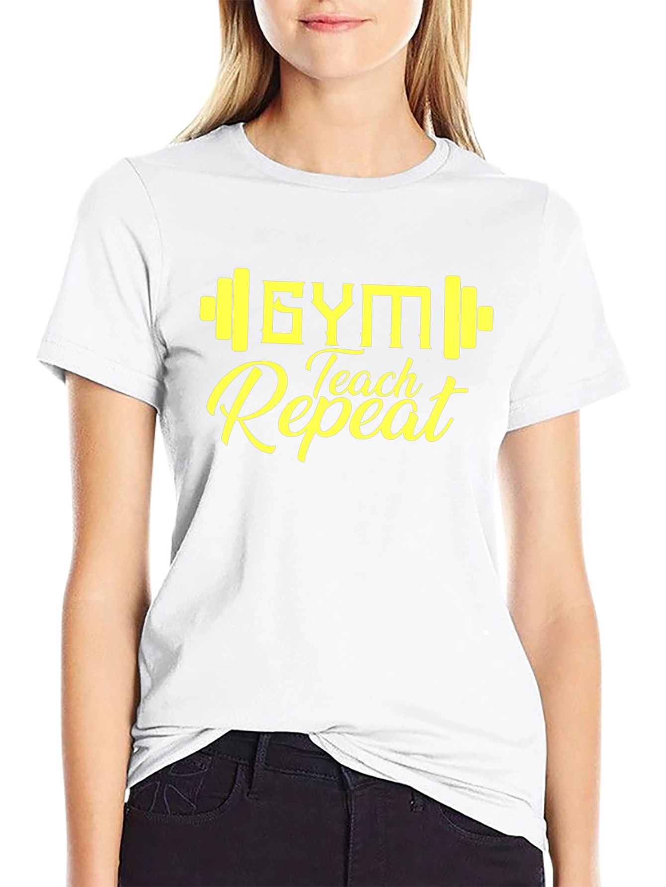 Black Gym Teach Repeat Graphic Tee view 9
