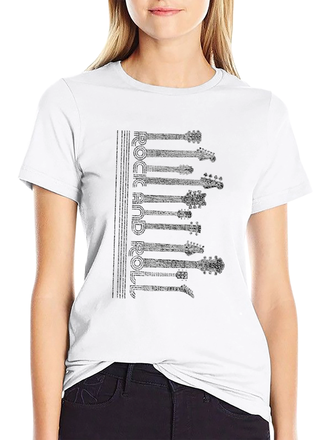 Black Rock and Roll Guitar T-Shirt - Black view 9