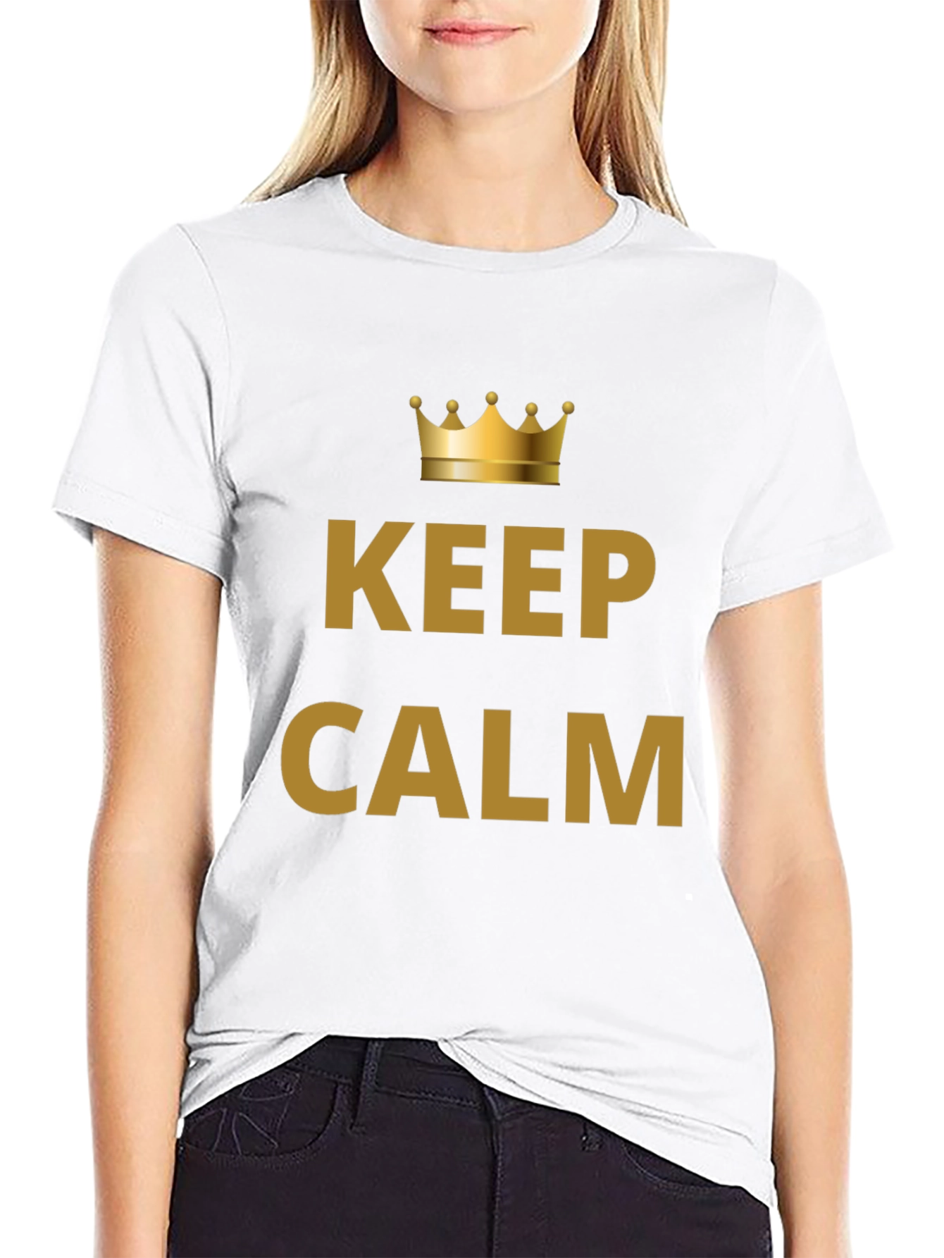 Black Keep Calm Crown Graphic Men's Black T-Shirt view 9