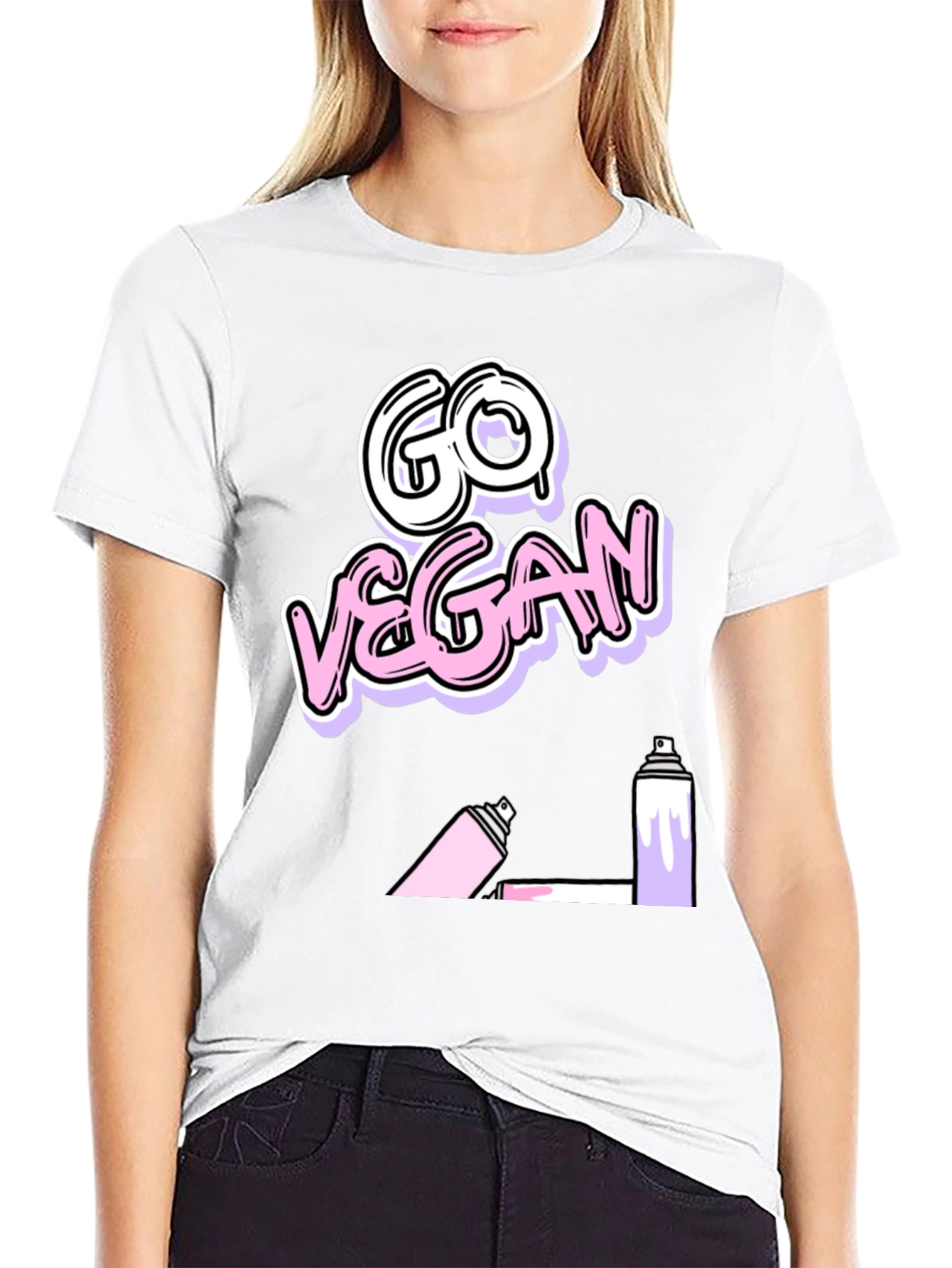 Black Go Vegan Graffiti T-Shirt view 9