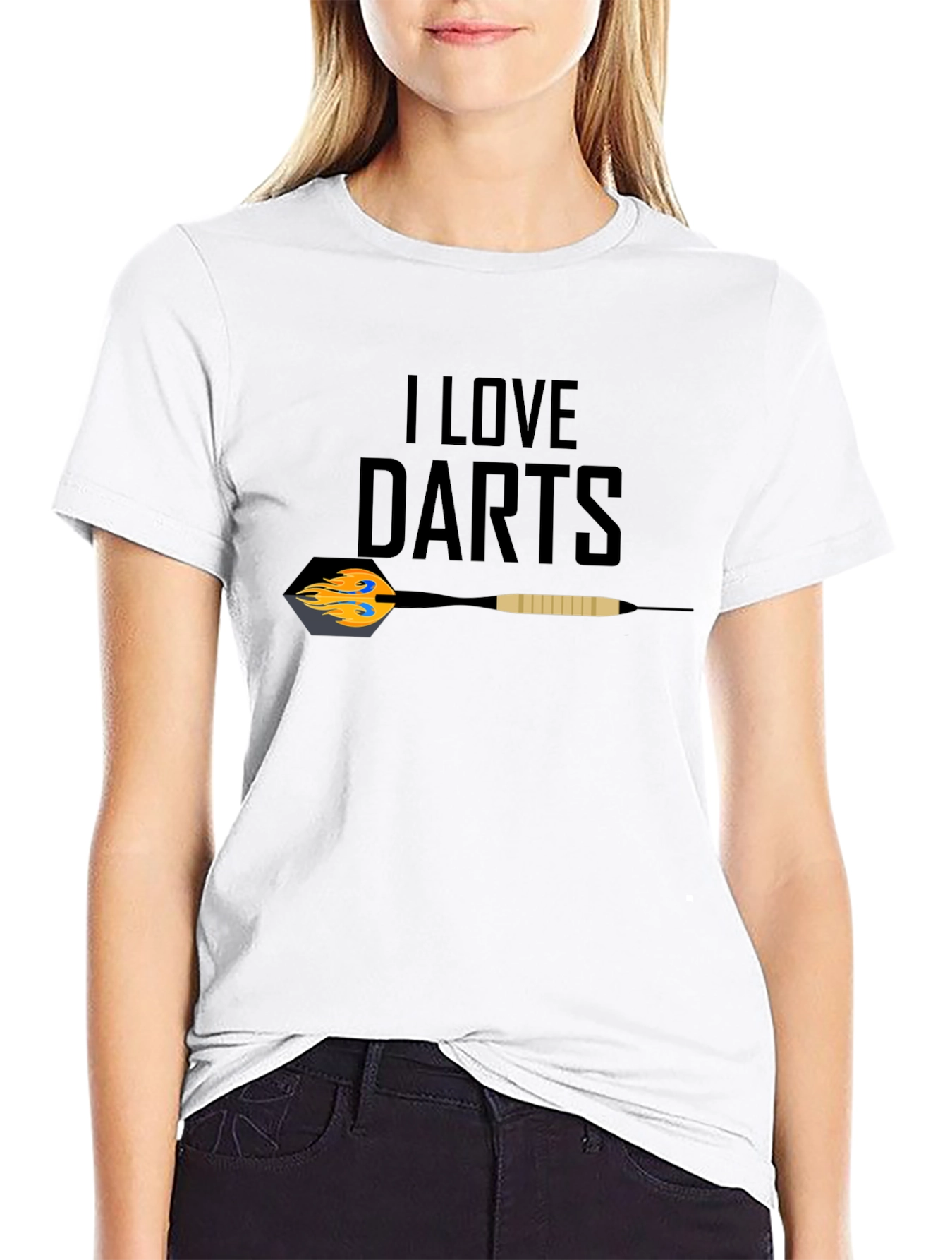 Black I Love Darts Graphic T-Shirt - Black view 9